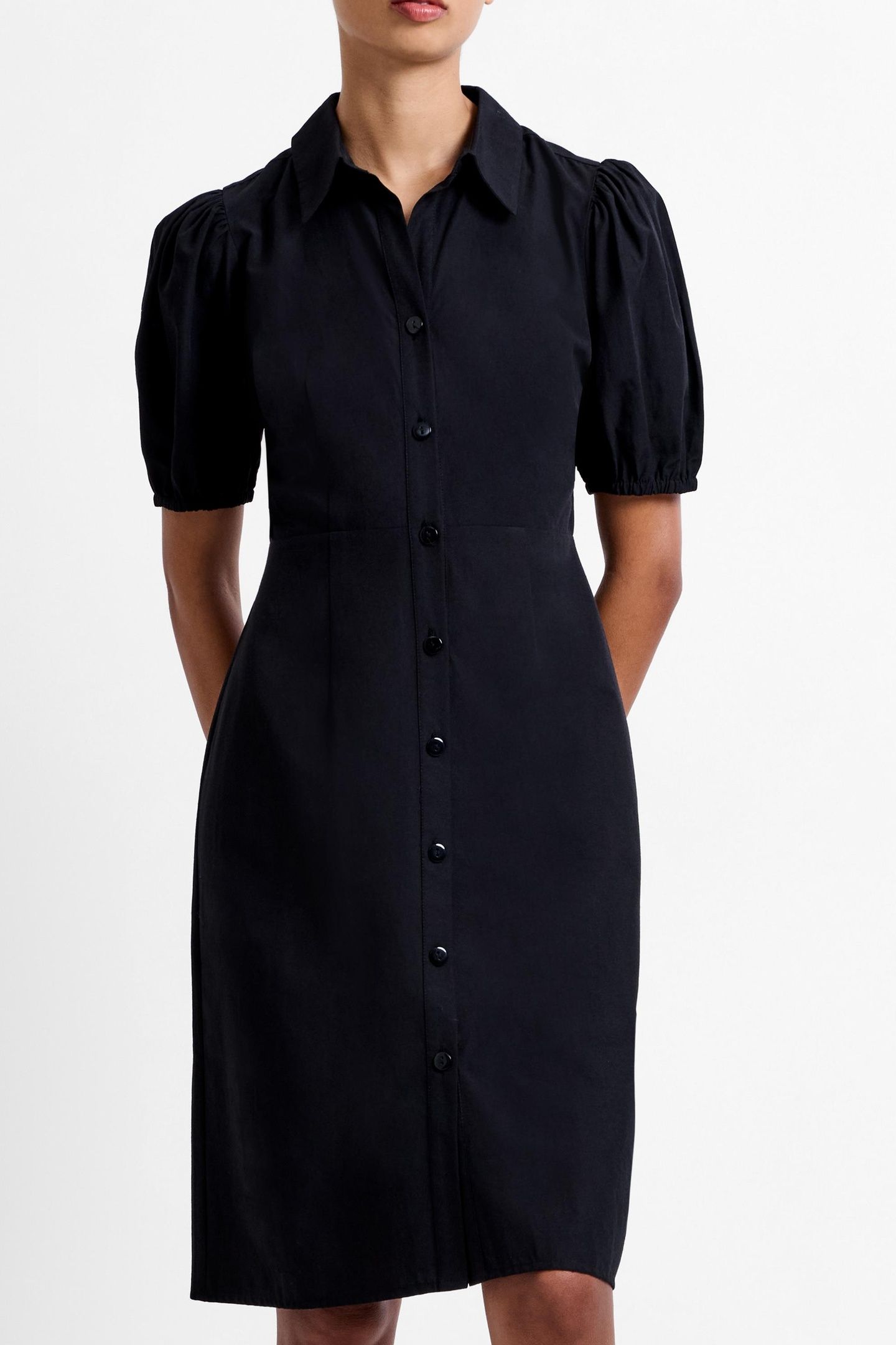 COTTON POLIN SS BUTTON UP DRES BLACK 2
