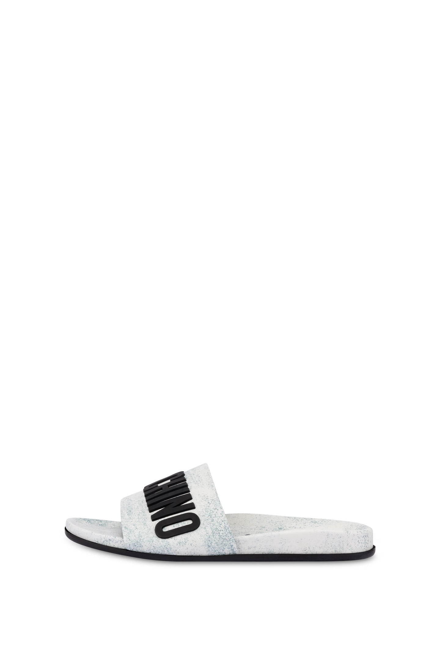 MOSCHINO X THE FLINTSTONES™ CALFSKIN POOL SLIDES GREY 1