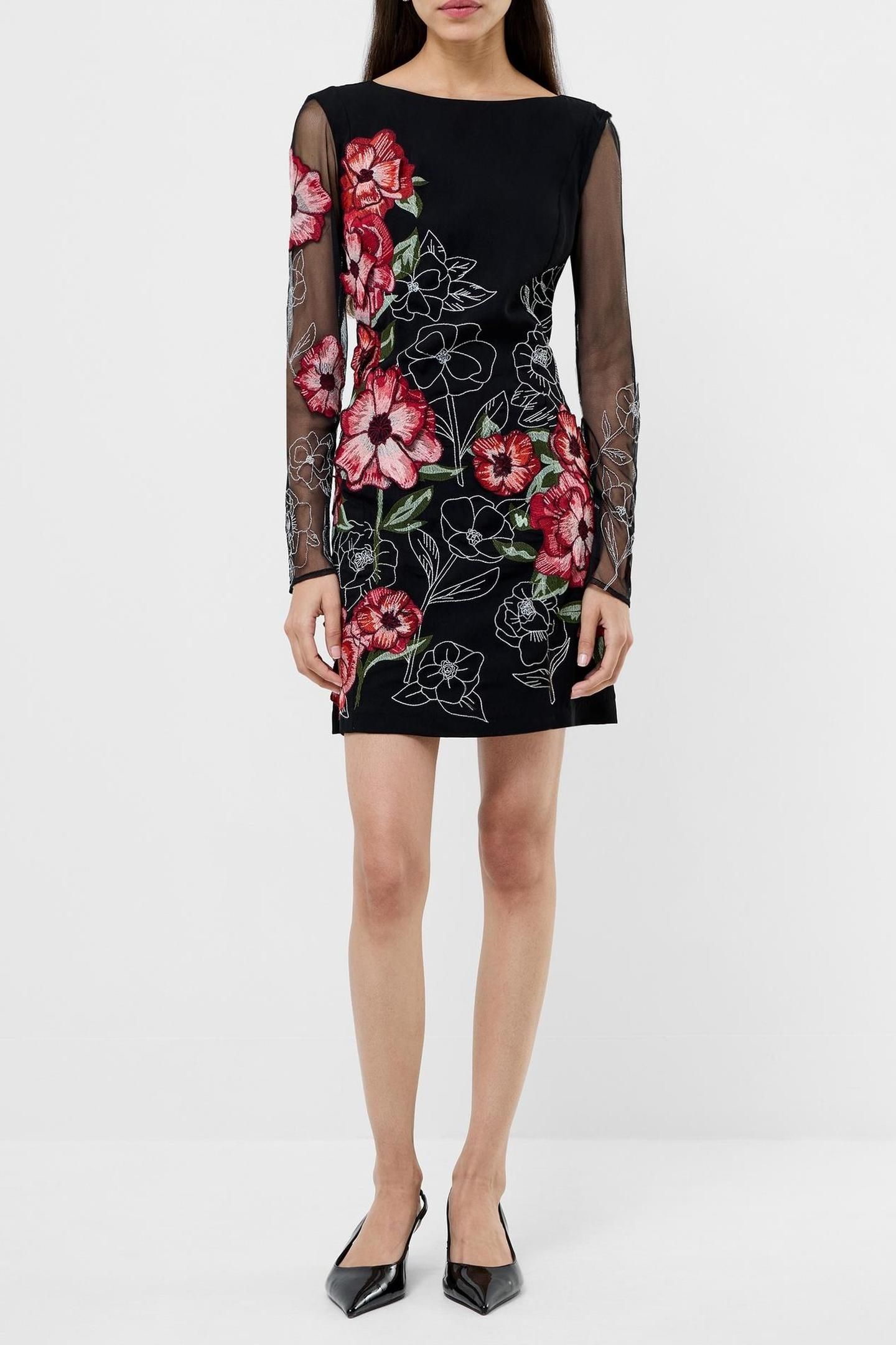 ASTRIDA DARCY CREPE DRESS BLACK FLORAL MULTI 1