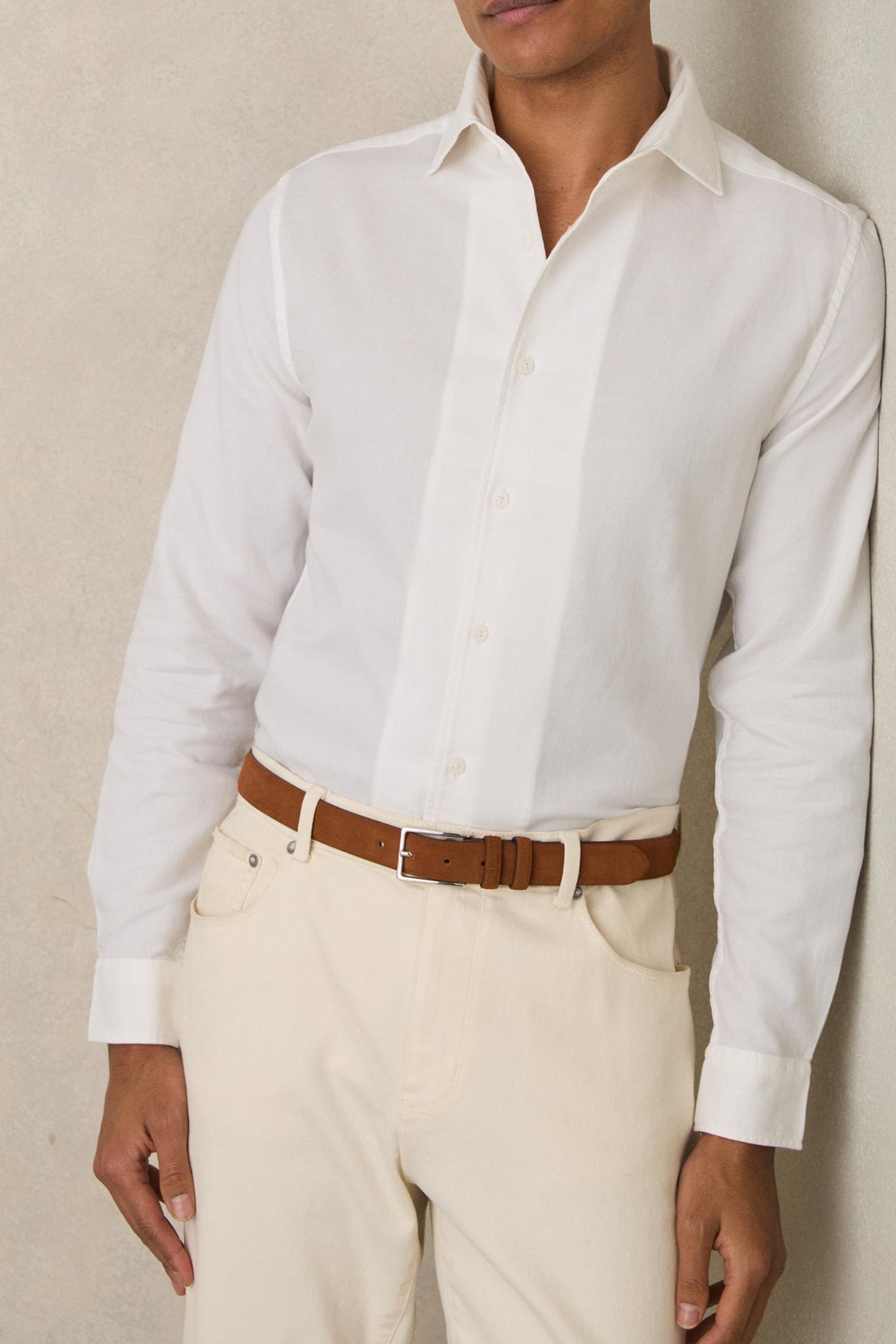 LS GARMENT DYE PIQUE SHIRT WHITE 1