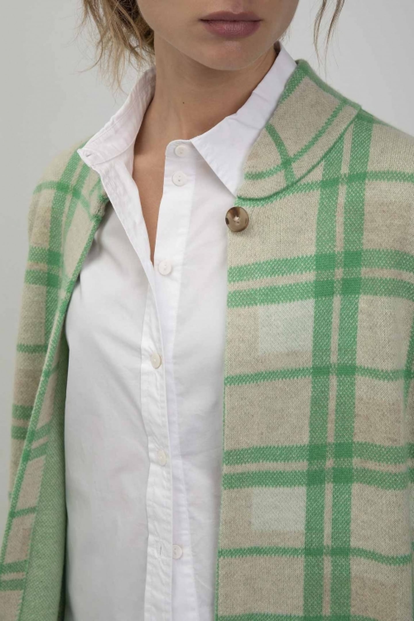 SJOERD CARDIGAN PARROT GREEN CHECK 5