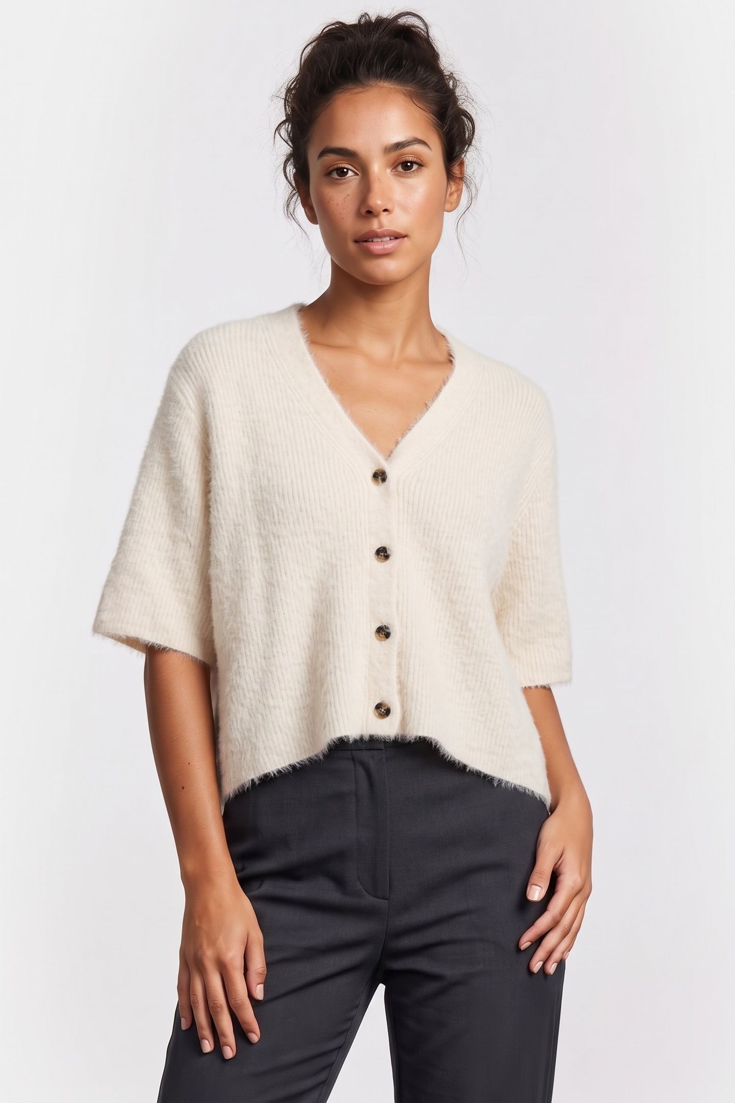 ST DOMINIQUE SHORT SLEEVE CARDIGAN WHITE 1