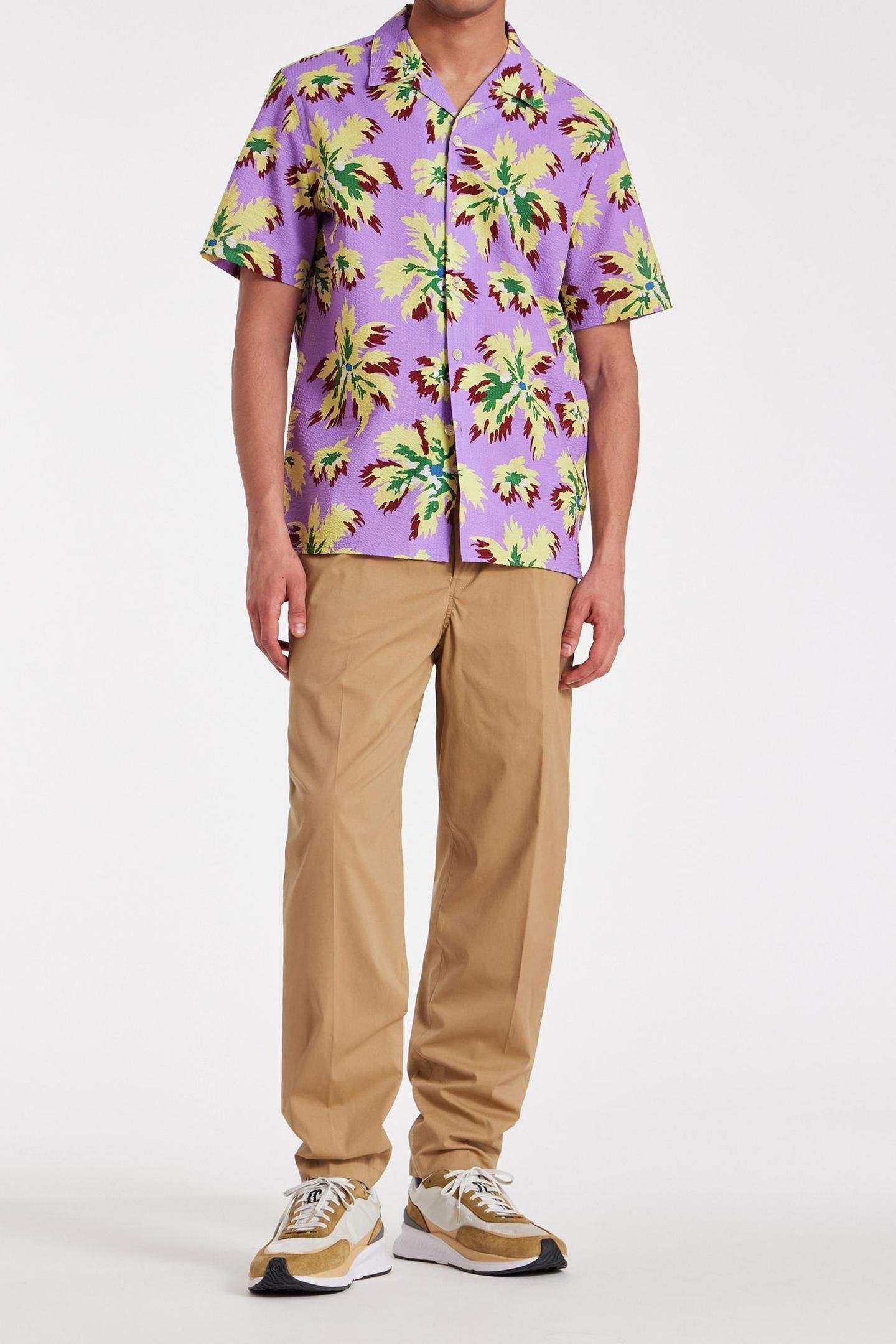 MENS CASUAL FIT SS SHIRT OPEN COLLAR LILAC 3