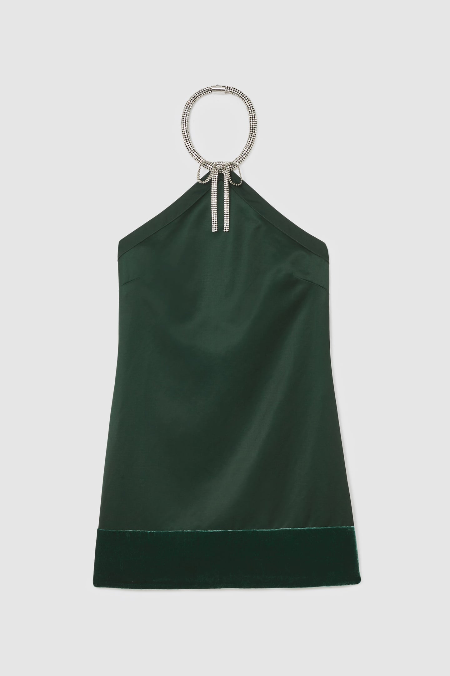EMBELLISHED NECKLACE MINI DRESS GREEN 3