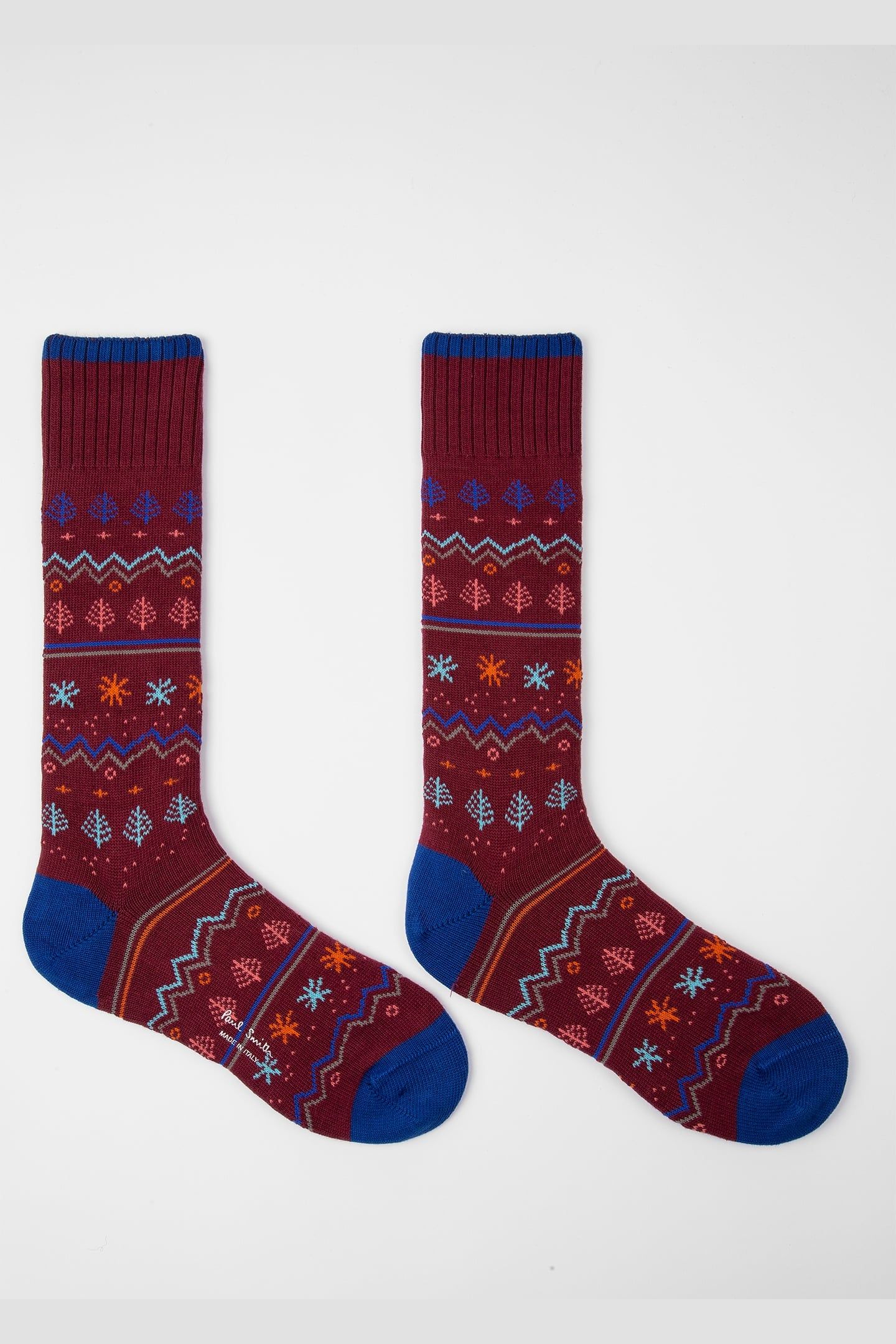 MEN SOCK DOODLE FAIRISLE BURGUNDY/ BORDE 1
