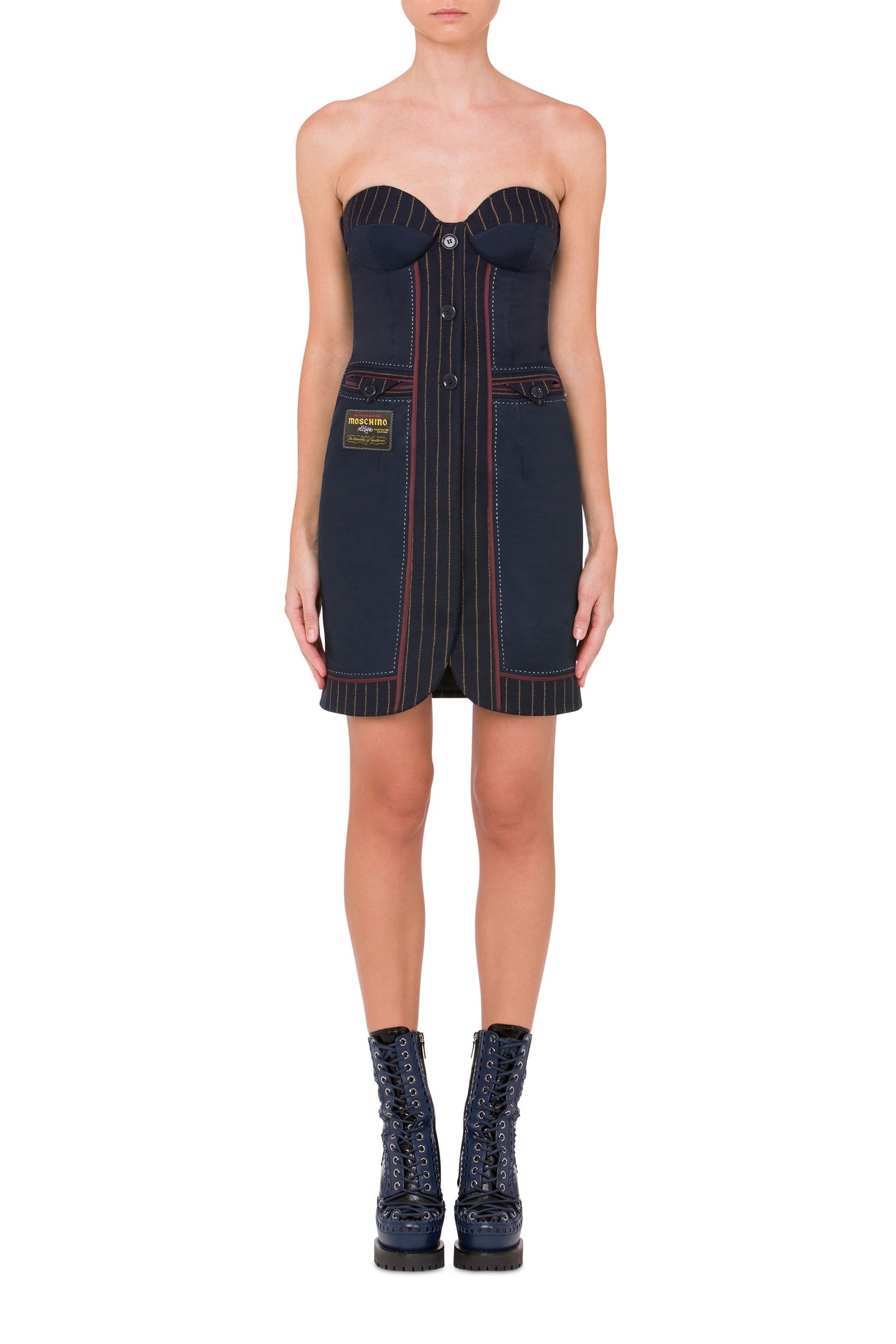 WOOL BUSTIER DRESS INSIDE OUT BLUE 1