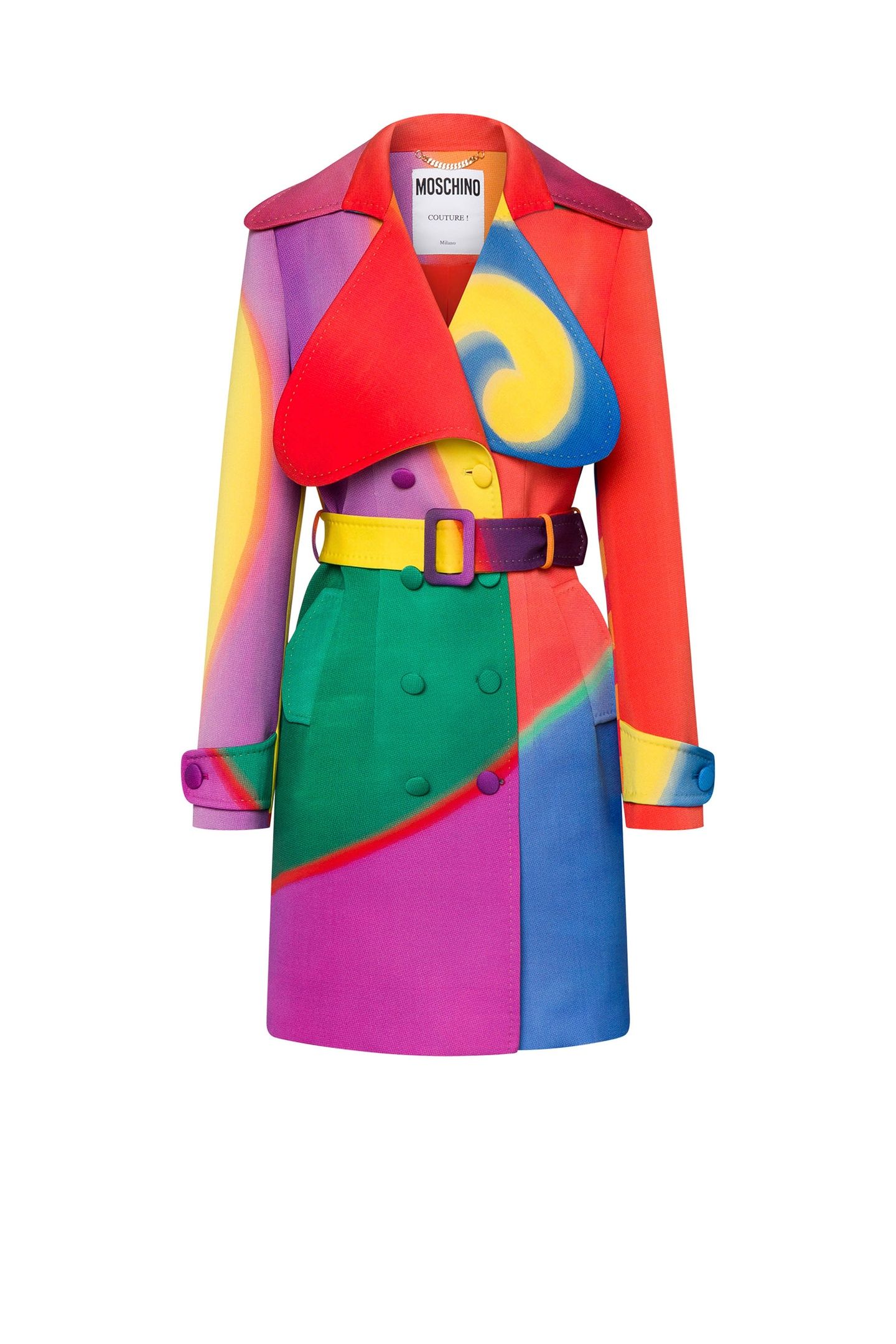PROJECTION PRINT WOOL CANVAS TRENCH COAT MULTICOLOR 3