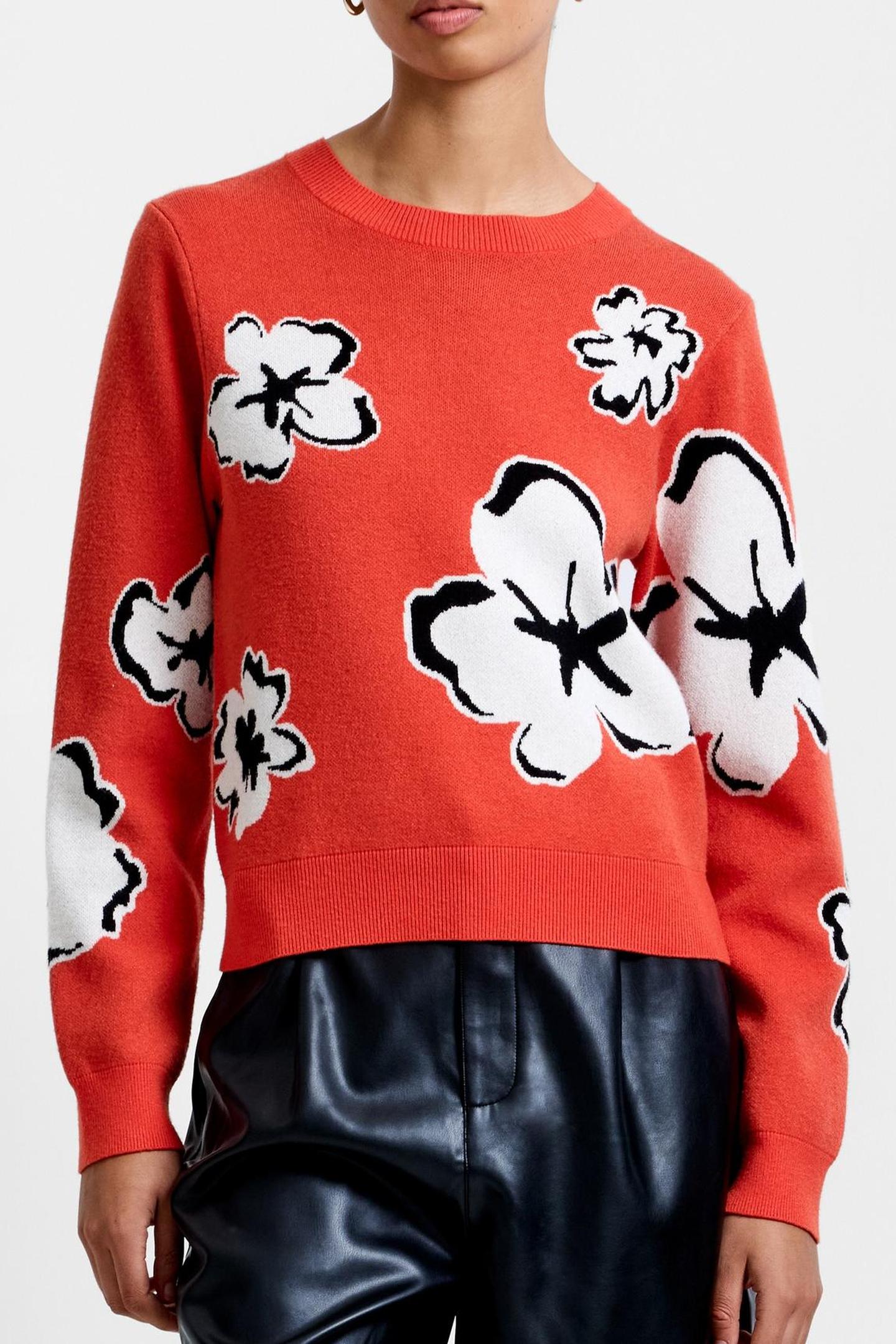 PAISLEE FLORAL JACQUARD JUMPER FLAME ORANGE 2