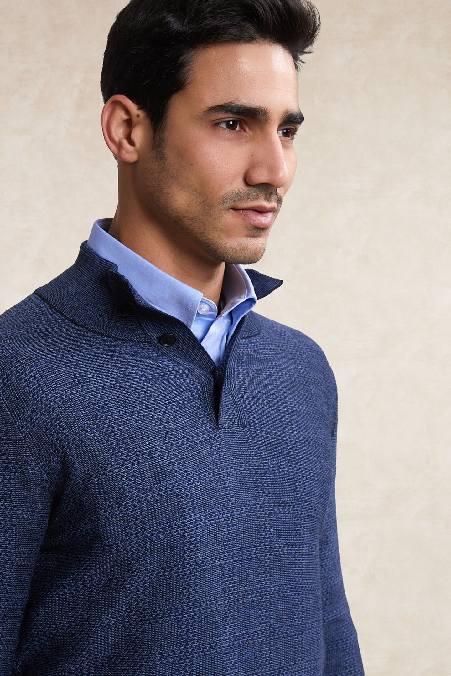 CUSTOM FIT MERINO MOCK NECK SWEATER STELLAR MIX 3