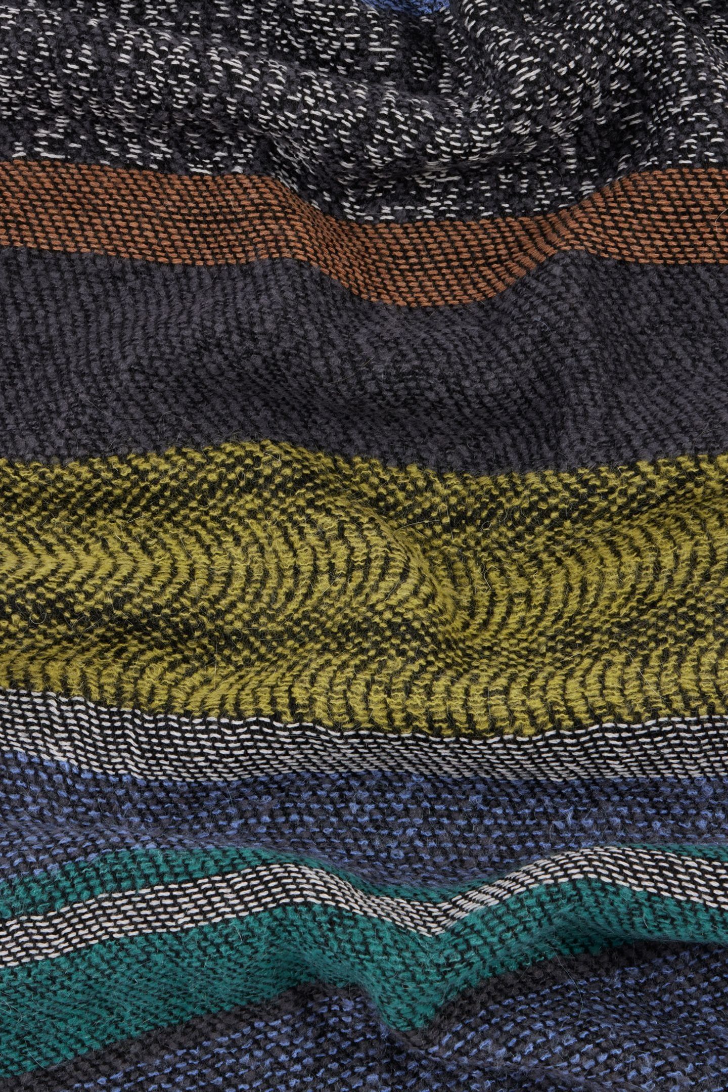 MEN SCARF MOHAIR STRIPE PETROL GREEN 3