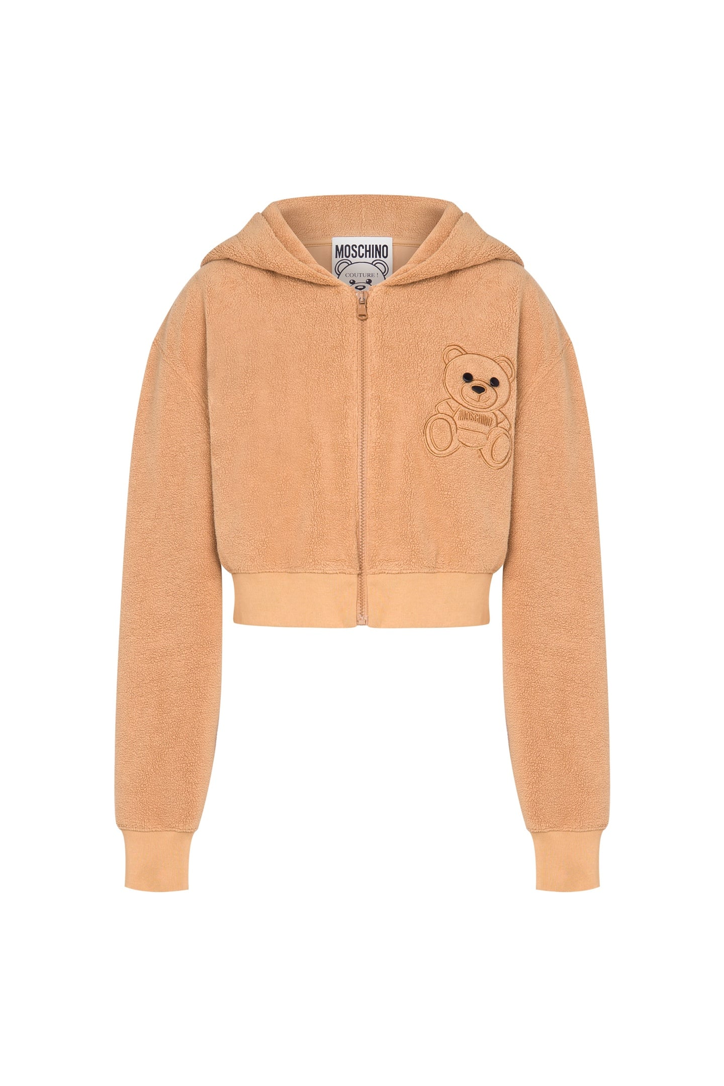 CROPPED COTTON SWEATSHIRT MOSCHINO TEDDY BEAR BEIGE 3