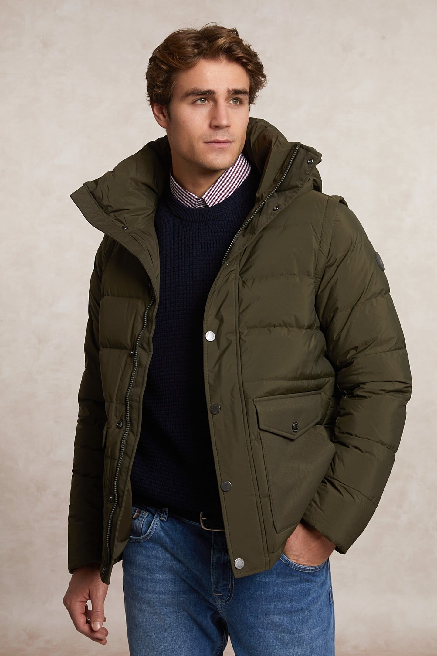 HOODED DOWN JACKET - REMOVABLE SLEEVES OLIVE 5