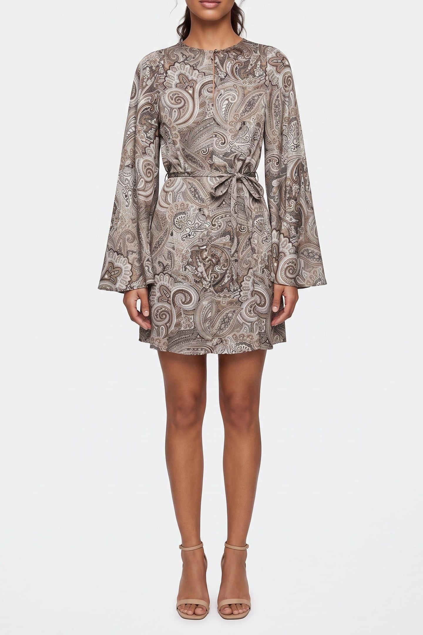 LOREDANA BOAT-NECK M FLORAL PAISLEY TAUPE 1