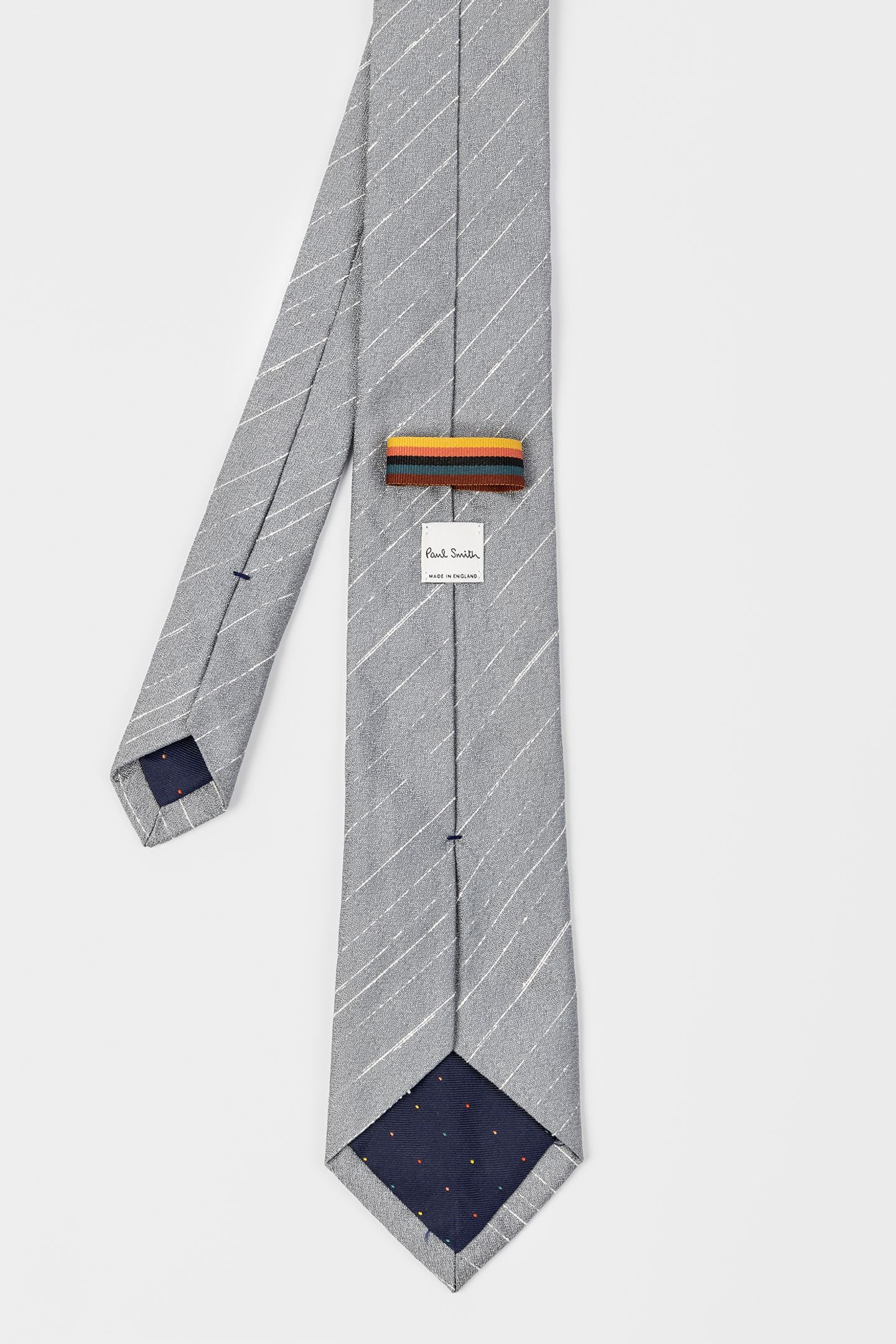 MEN TIE CREPE STRIPE SILVER 4