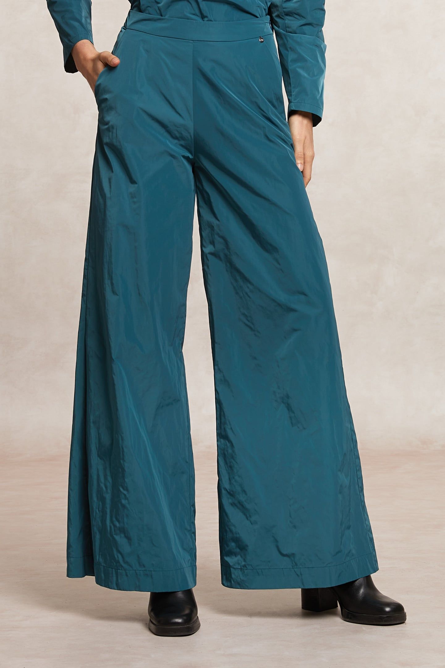 LONG LOOSE TAFFETA PANTS GREEN 3