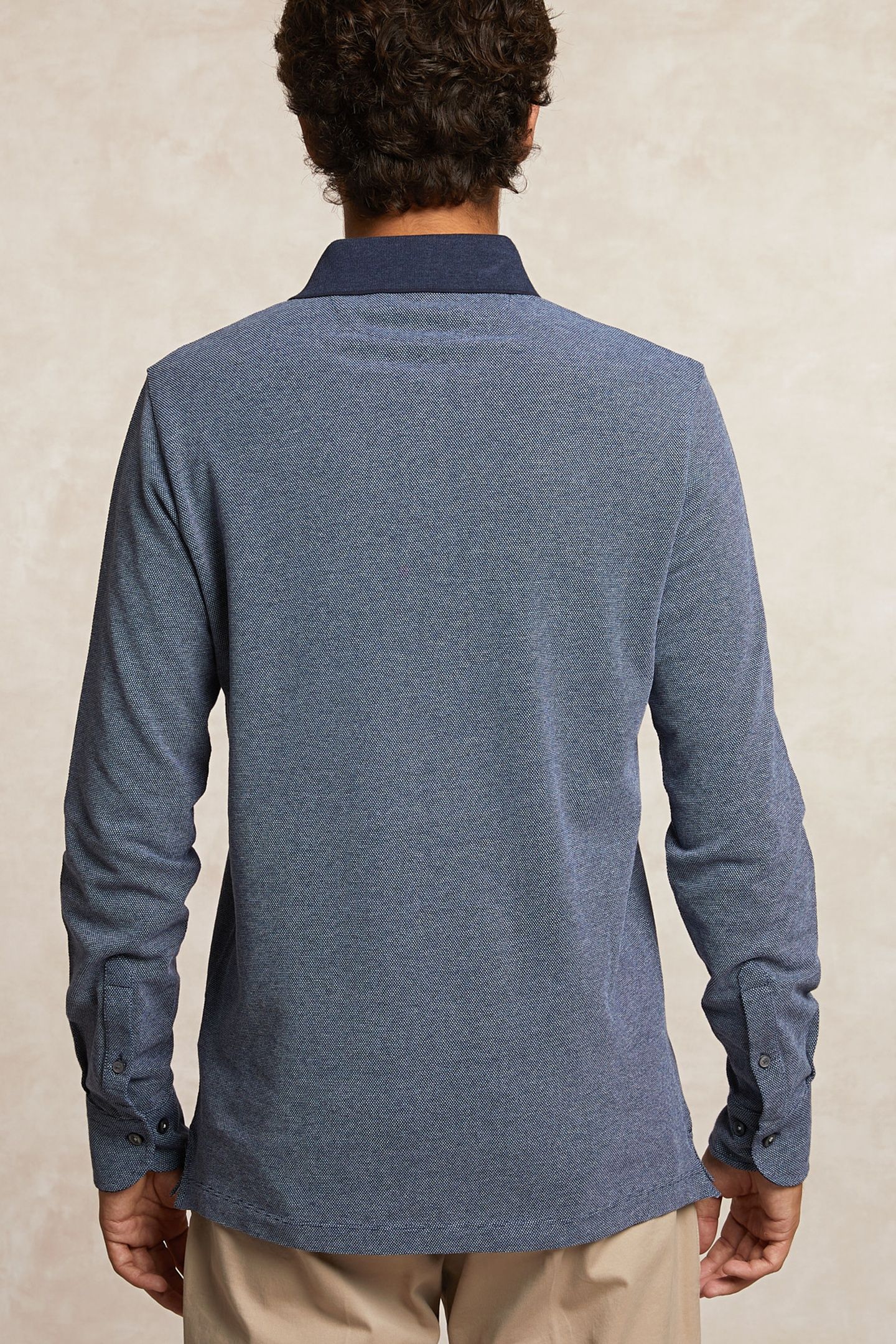 CUSTOM FIT COTTON JACQUARD POLO ADMIRAL/NIGHT SKY BLUE 2