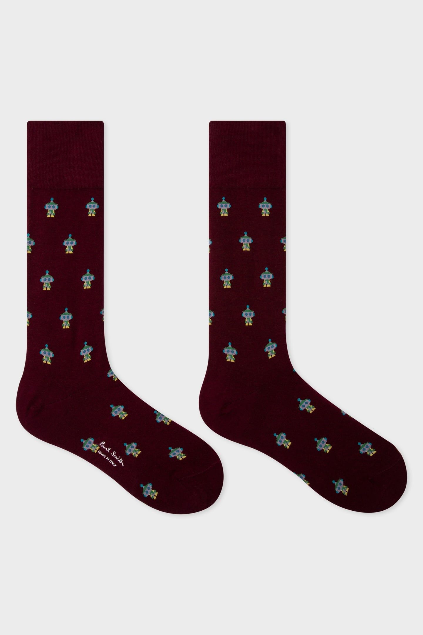 MEN SOCK YEN ROBOTS BURGUNDY/ BORDE 1
