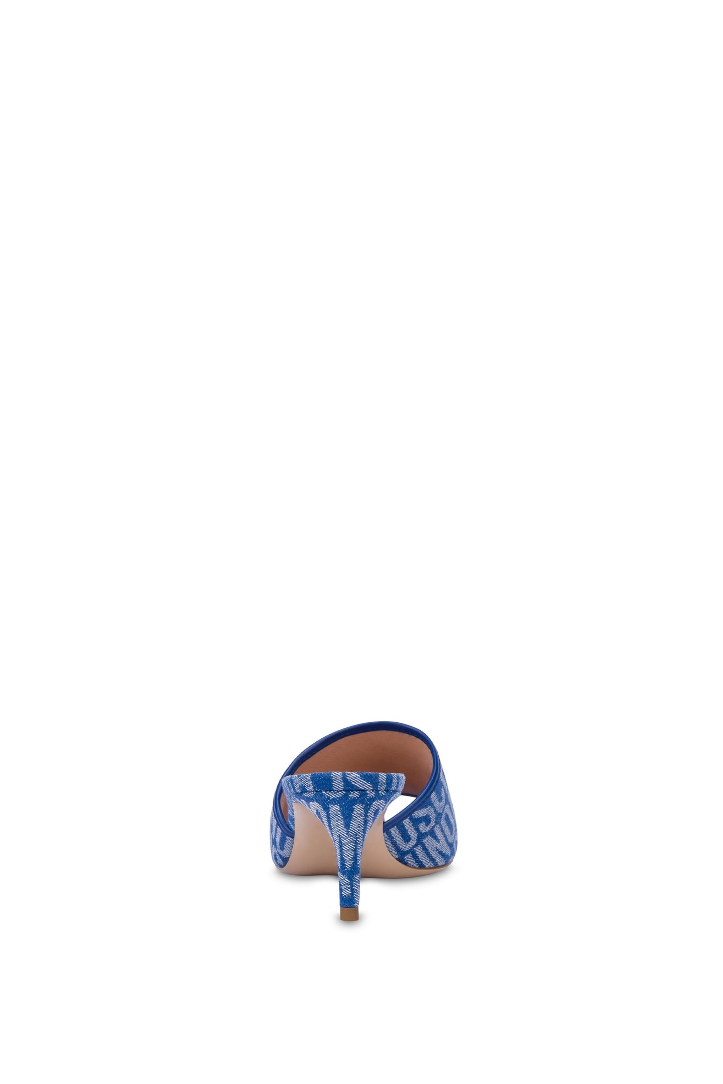 ALLOVER LOGO DENIM HEELED SANDALS BLUE 3