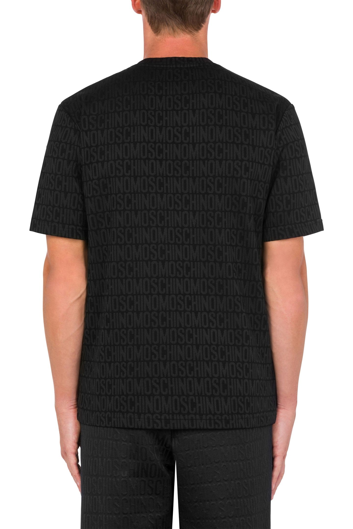 T-SHIRT IN JERSEY JACQUARD ALLOVER LOGO BLACK 2