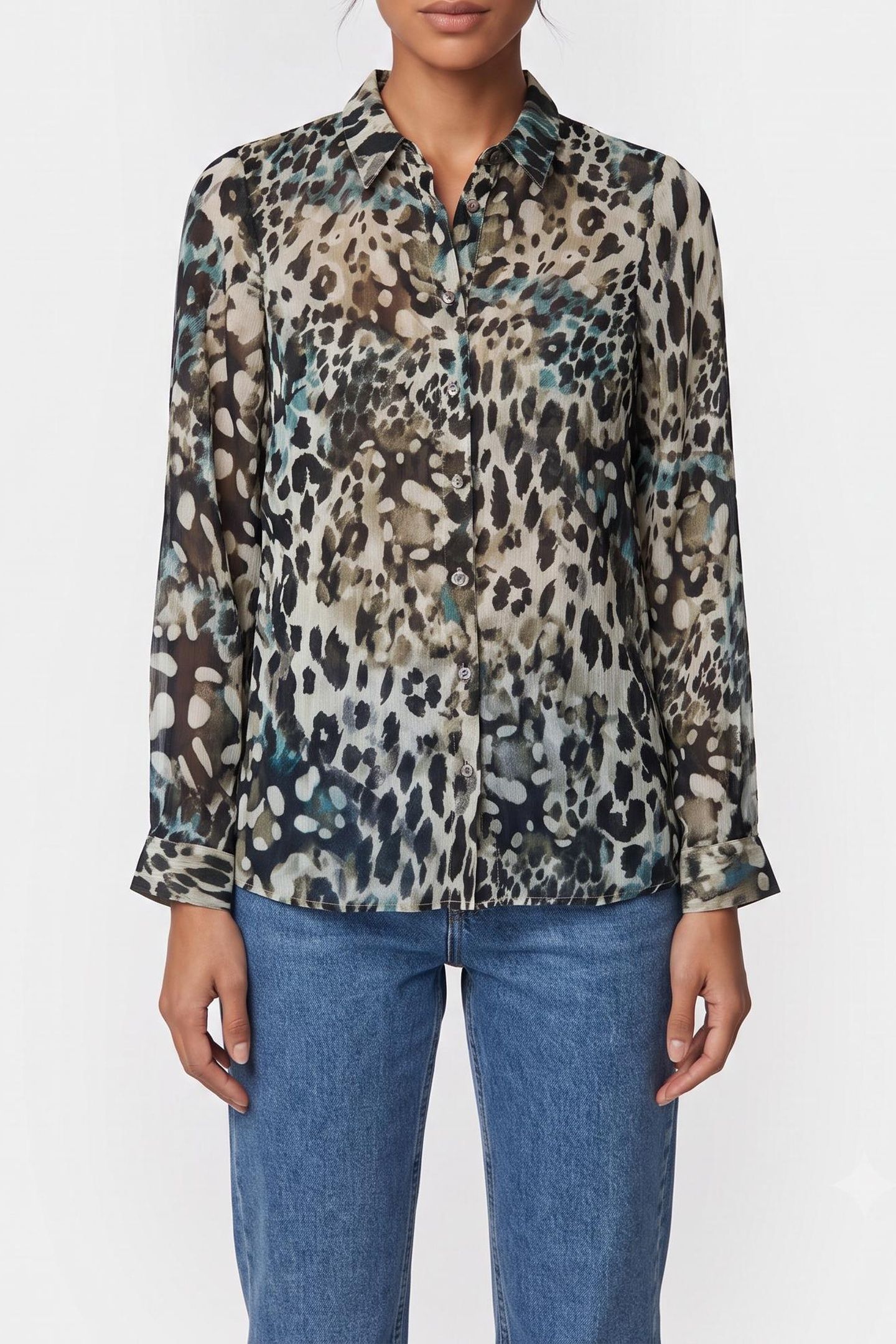 LS CLOUIS SHIRT AQUARELLE LEOPARD PR 1