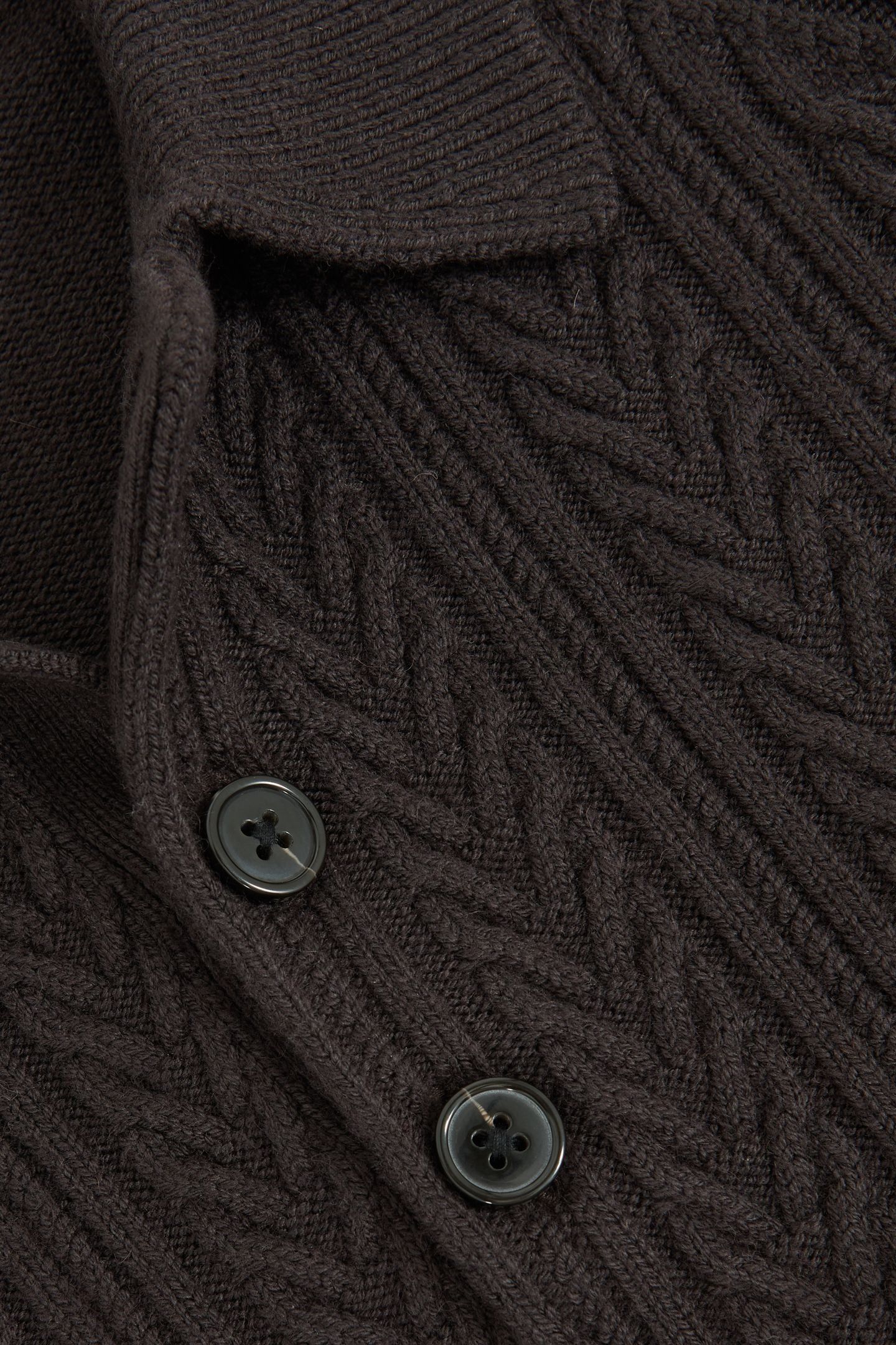 LS HALF BUTTON CABLE JUMPER CHOCOLATE BROWN 6
