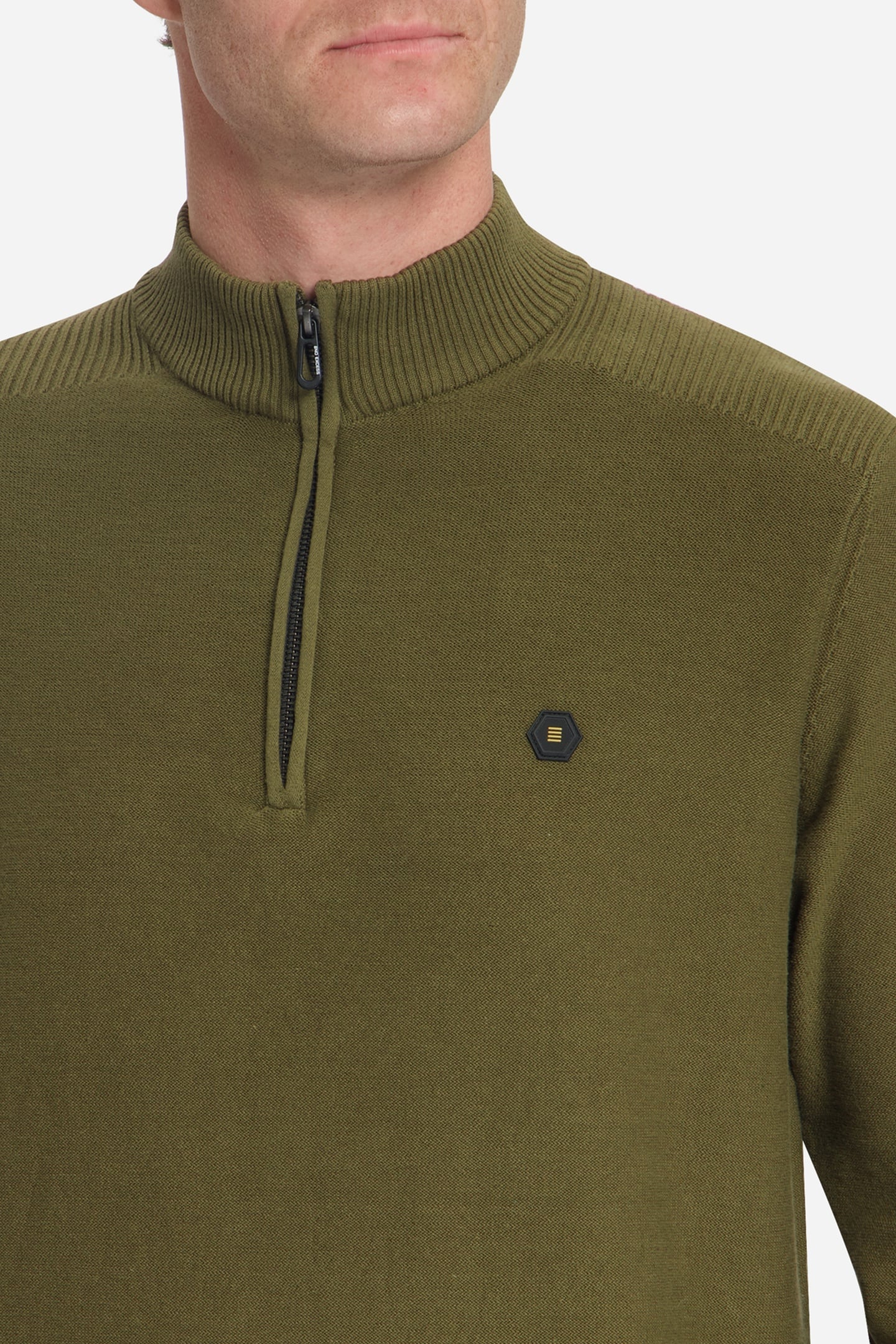PULLOVER HALF ZIP SHOULDER DETAIL MOSS 7