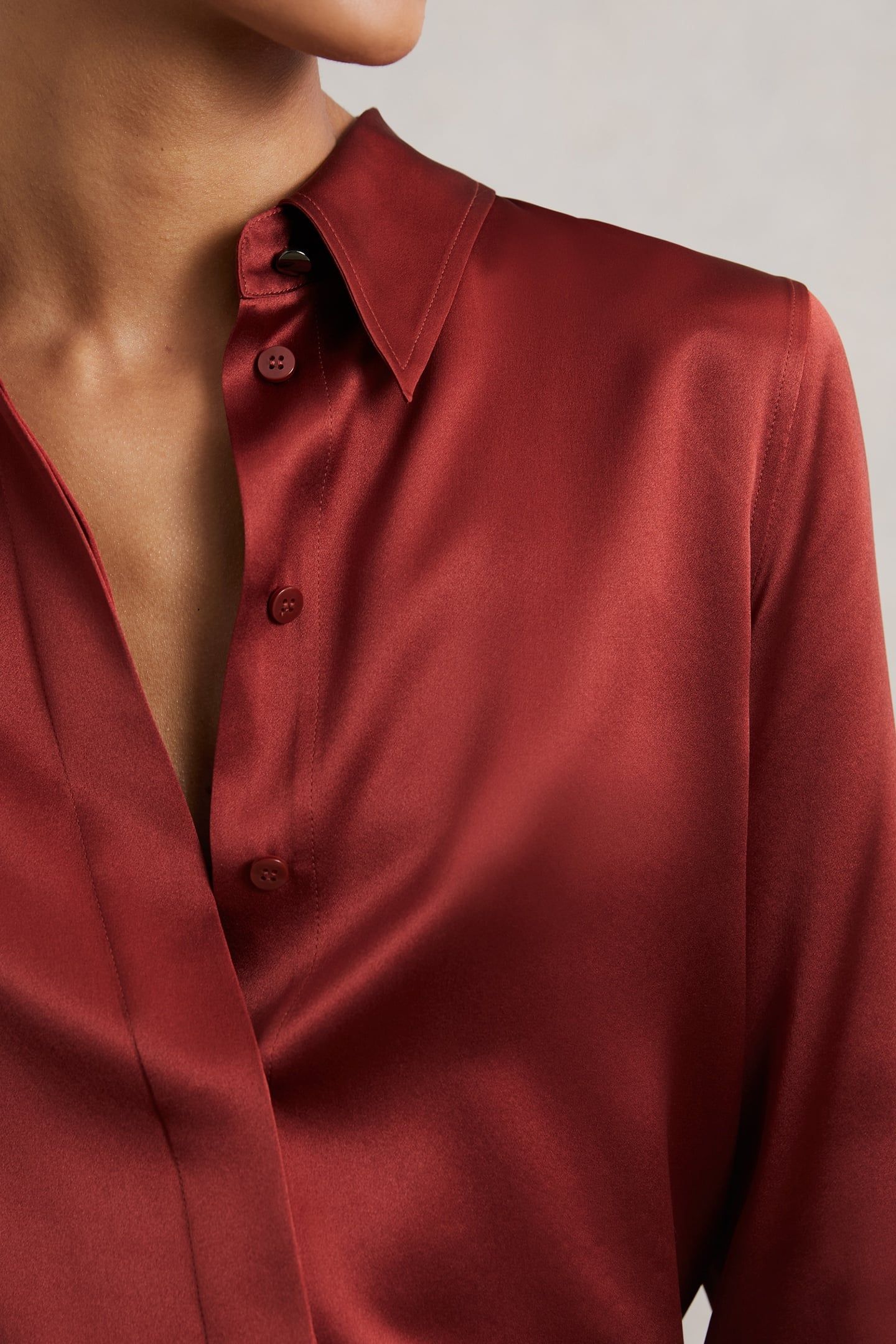 SILK SATIN SHIRT DARK RED 5
