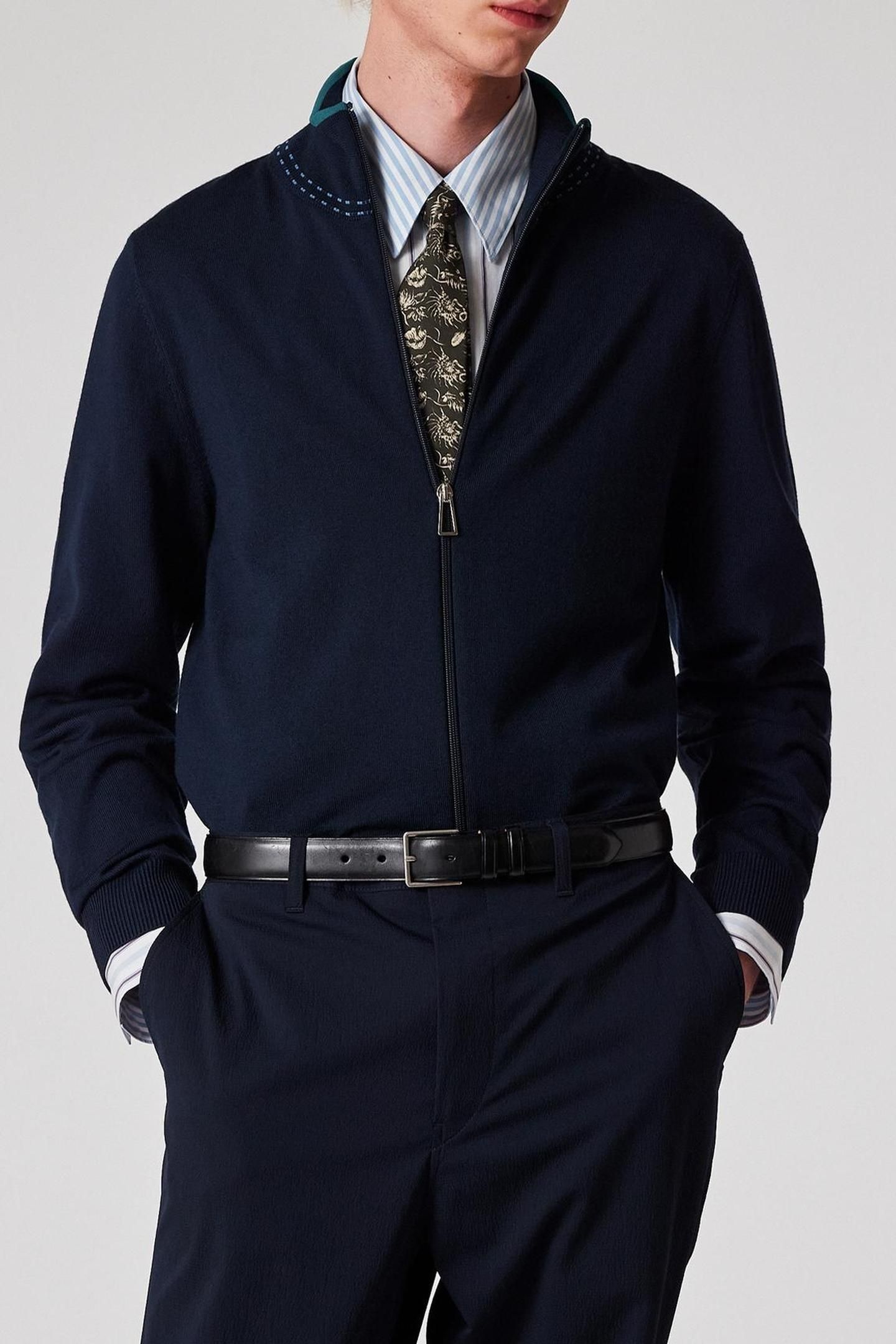 MENS CARDIGAN ZIP THRU INKY_BLUE 1
