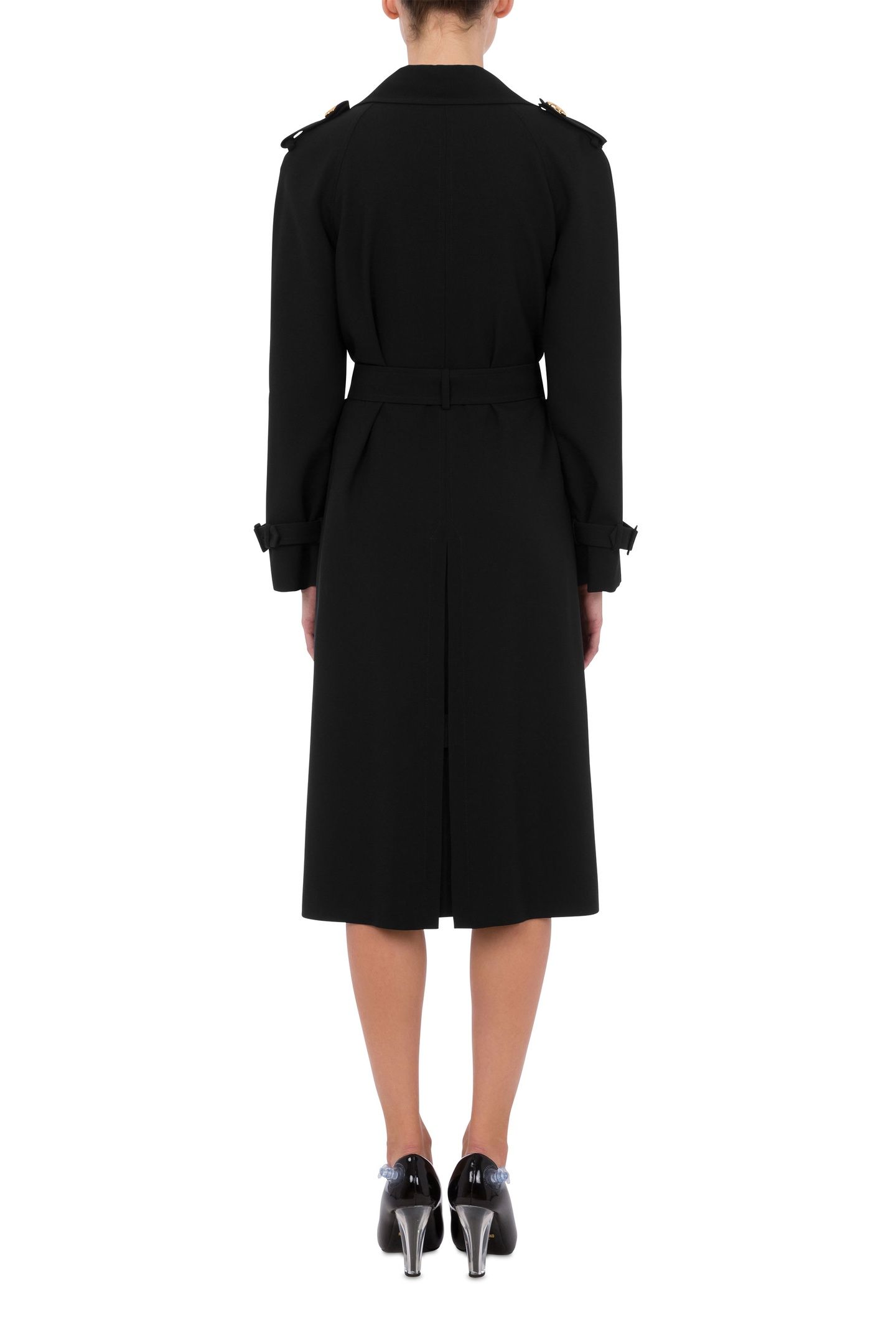ENVER SATIN TRENCH COAT HEART BUTTONS BLACK 2