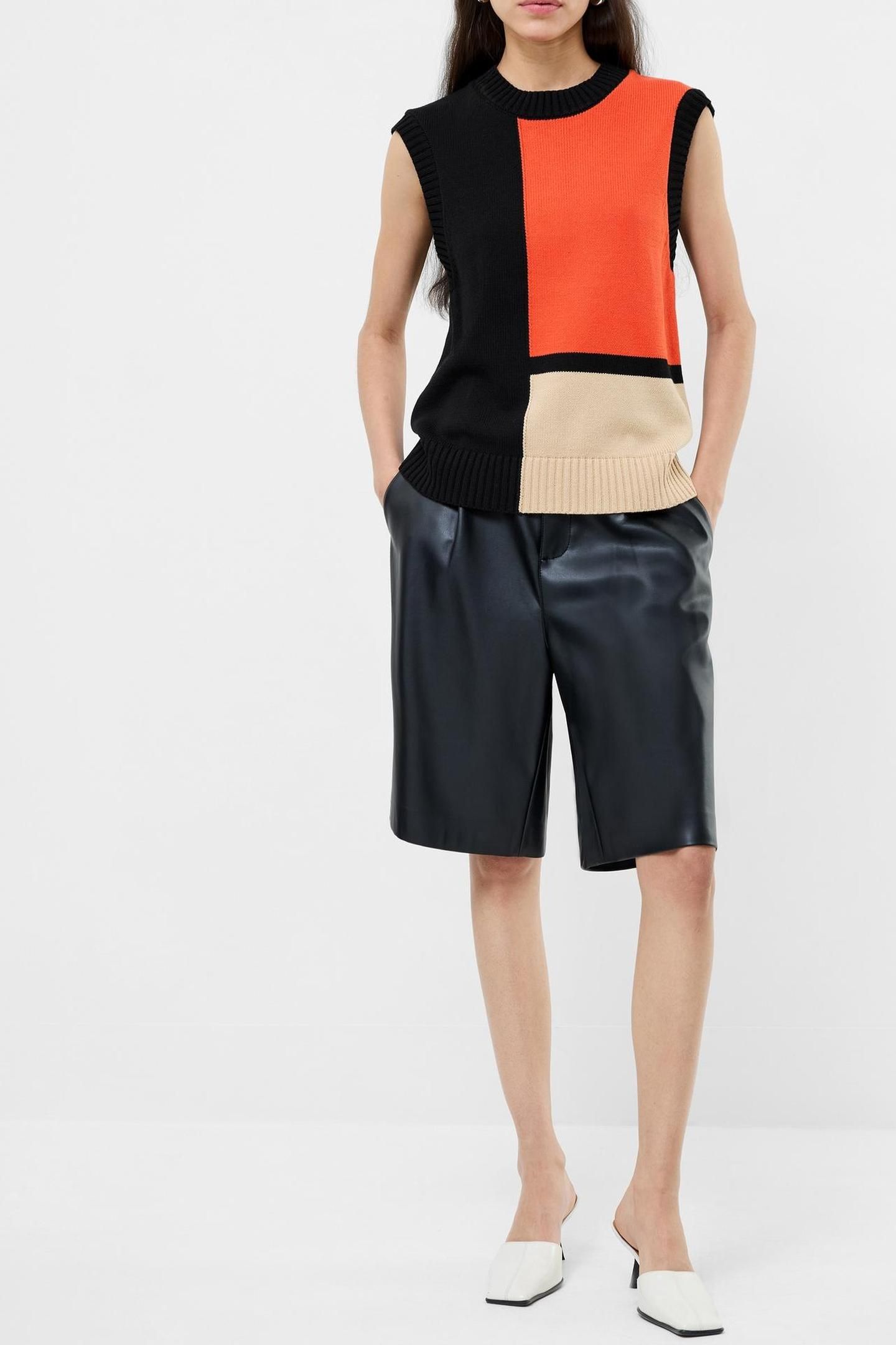 VARLI COLOUR BLOCKING KNIT VES BLACK FLAME CAMEL 2