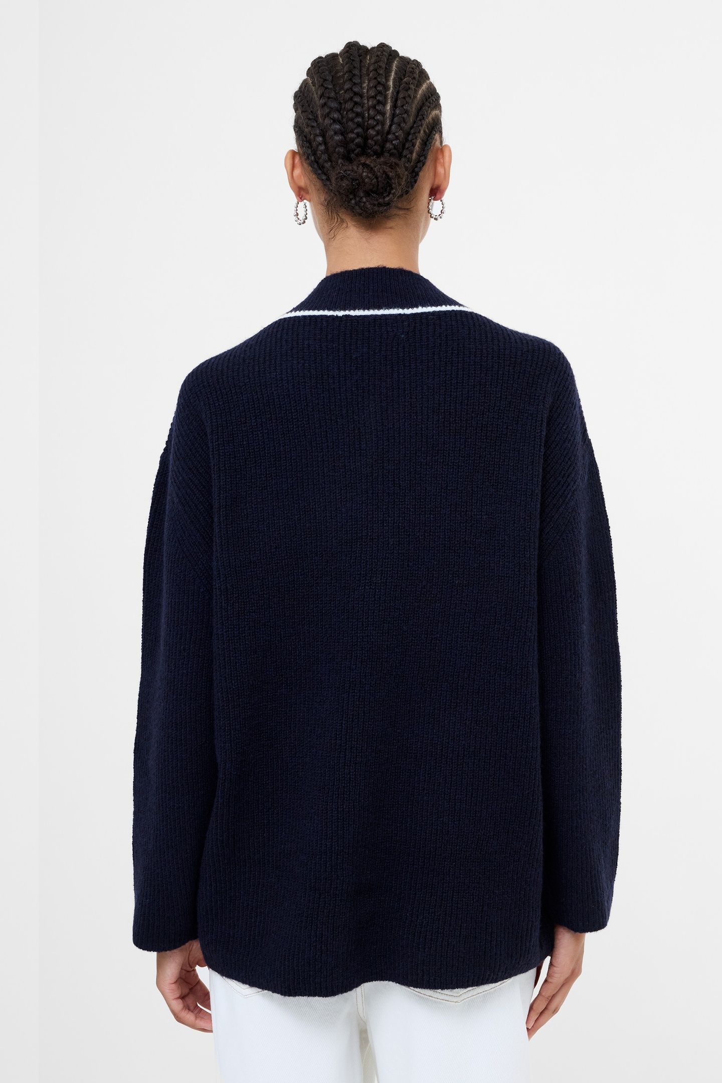 KEZIA VERTICAL V NK JUMPER NAVY/W.WHITE 2
