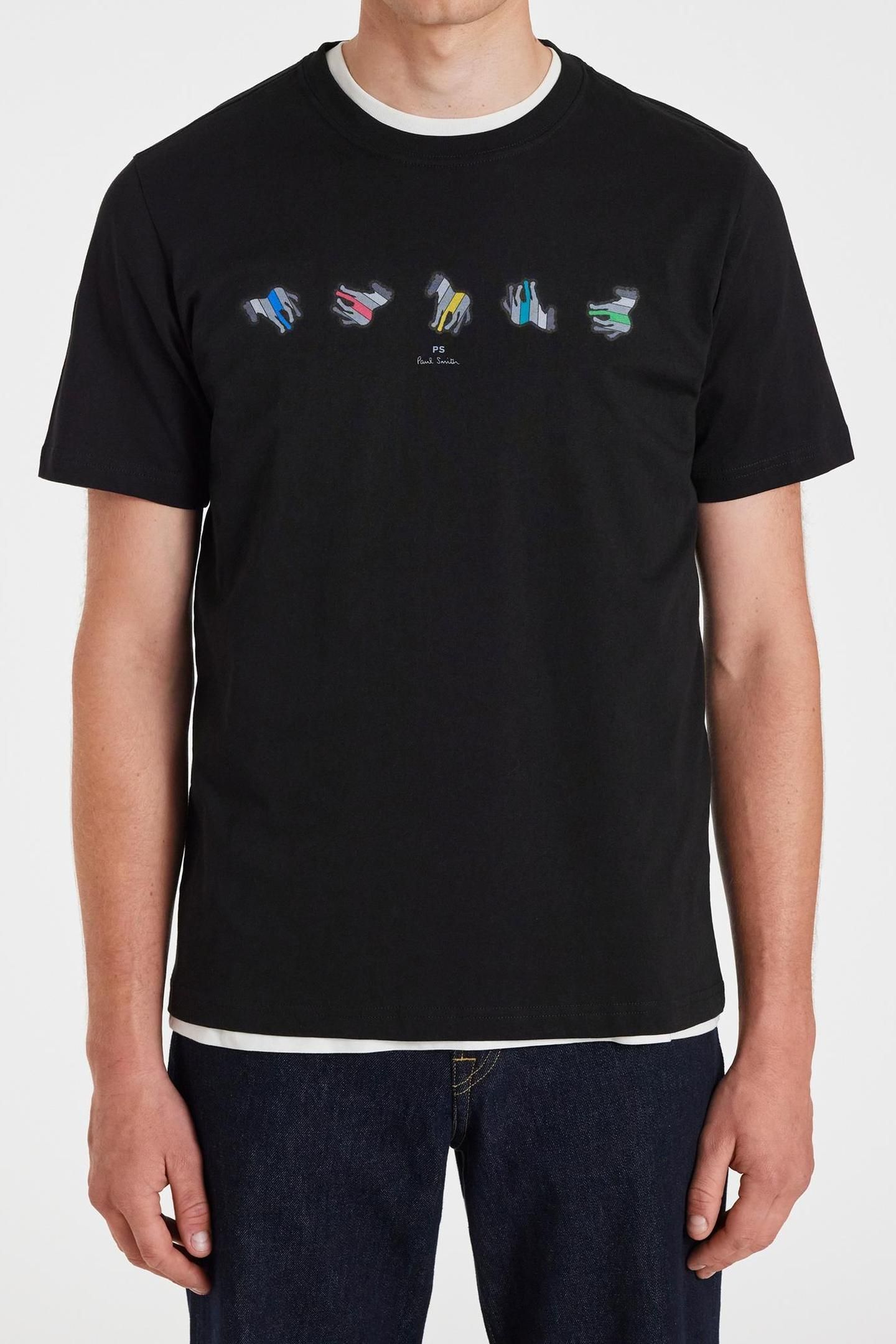 MENS REG FIT TSHIRT ZEBRA REPEAT BLACK 1