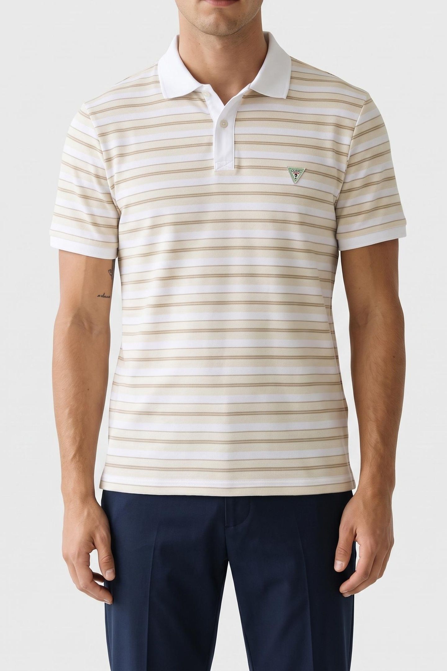YARN DYE STRIPED SS WHITE / QUICK SAND S 1