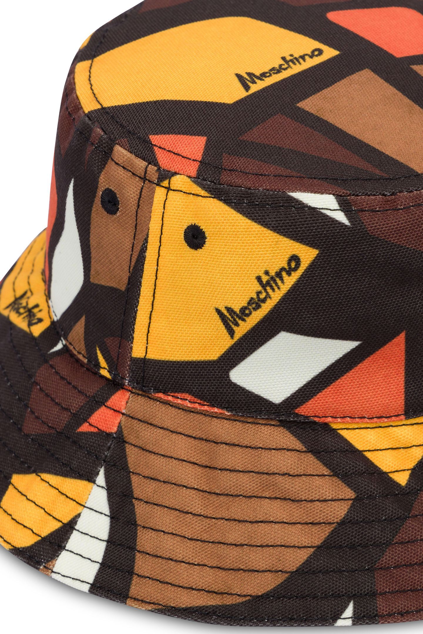 BUCKET HAT IN CANVAS WOOD PRINT BROWN 3