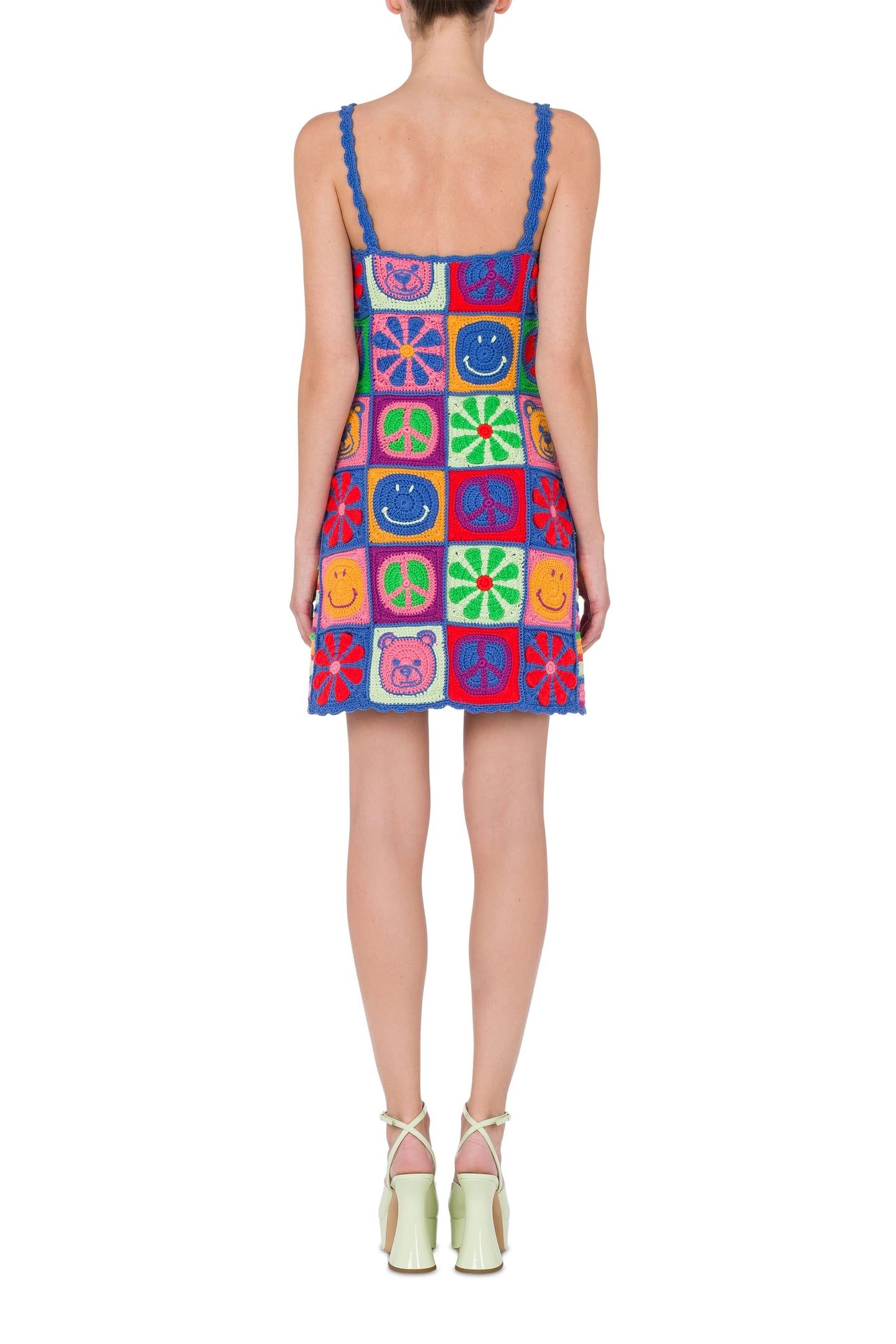 MOSCHINO SYMBOLS CROCHET DRESS MULTICOLOR 2