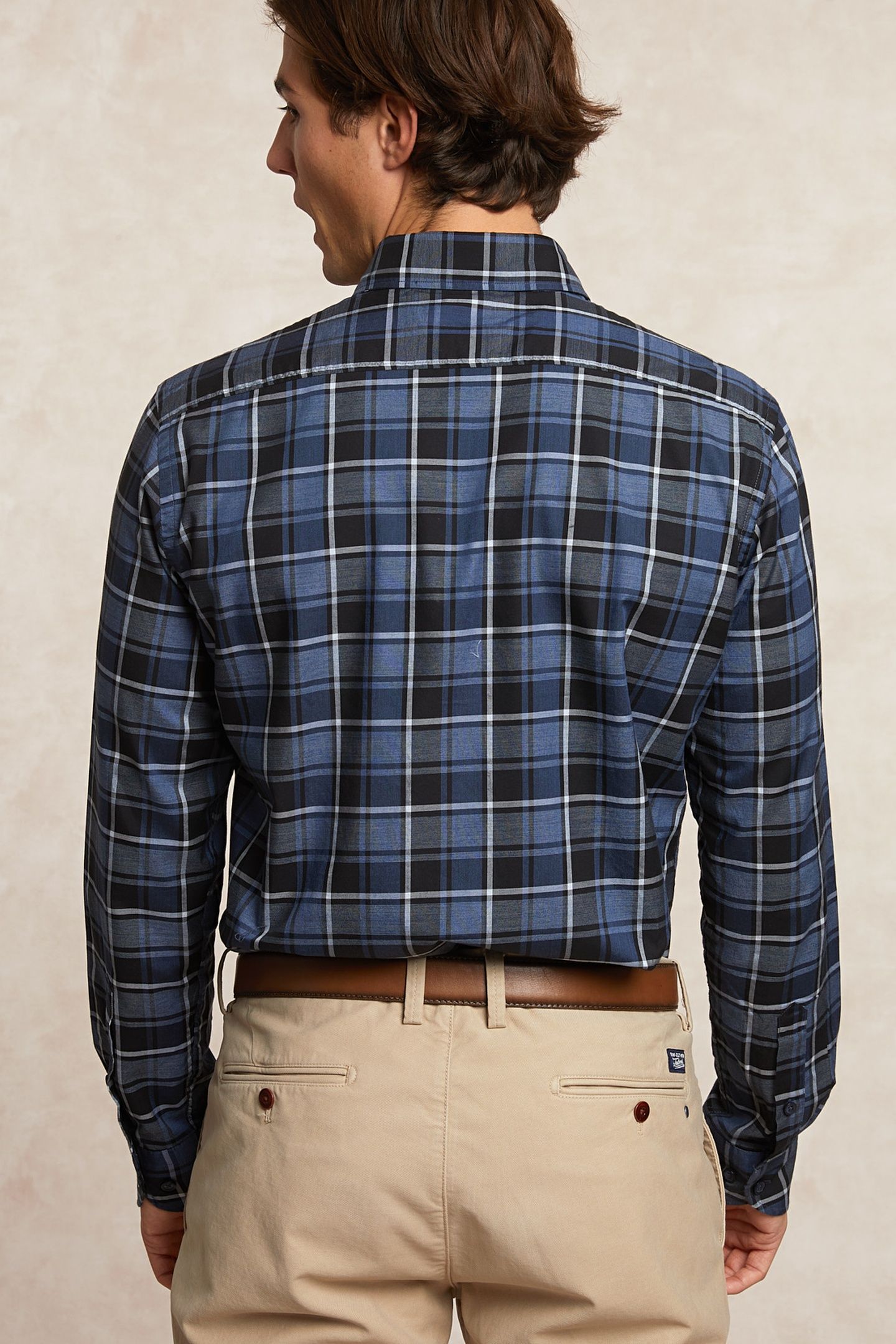CUSTOM FIT CHECKED SHIRT BLUE/GREY 2