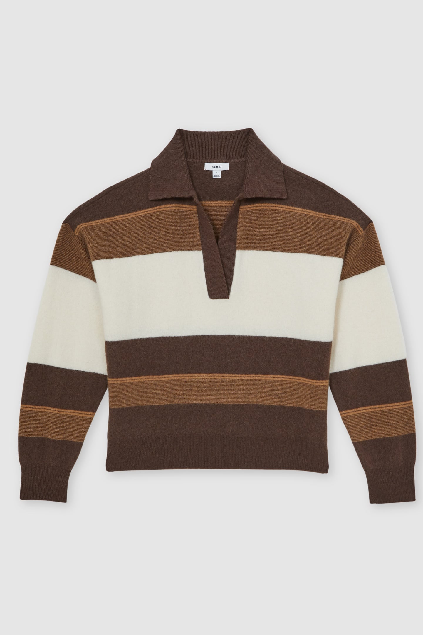 STRIPE CASHMERE BLEND JUMPER CHOCOLATE/CREAM 4