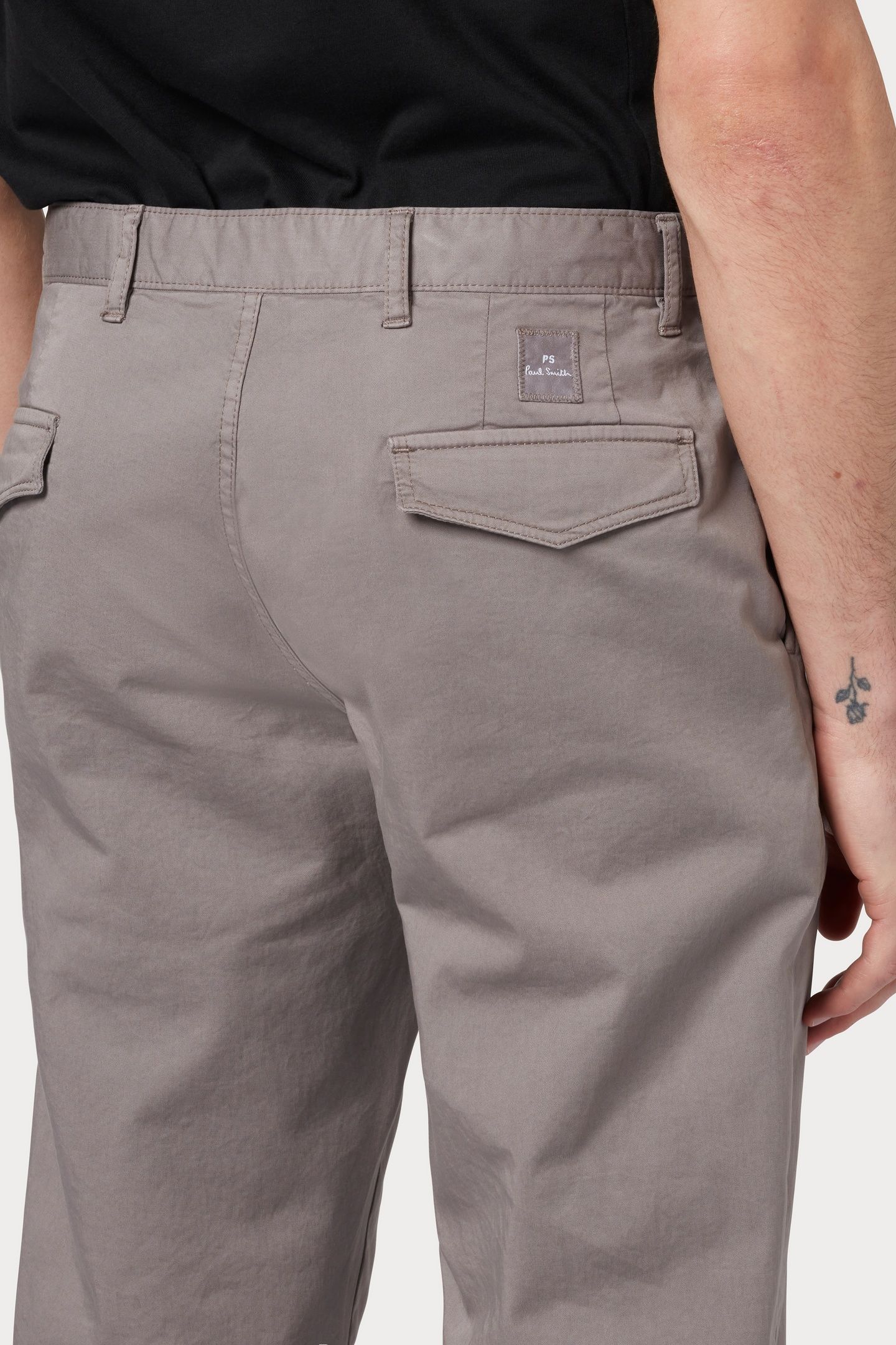MENS TAPERED FIT STITCHED CHINO TAUPE 3