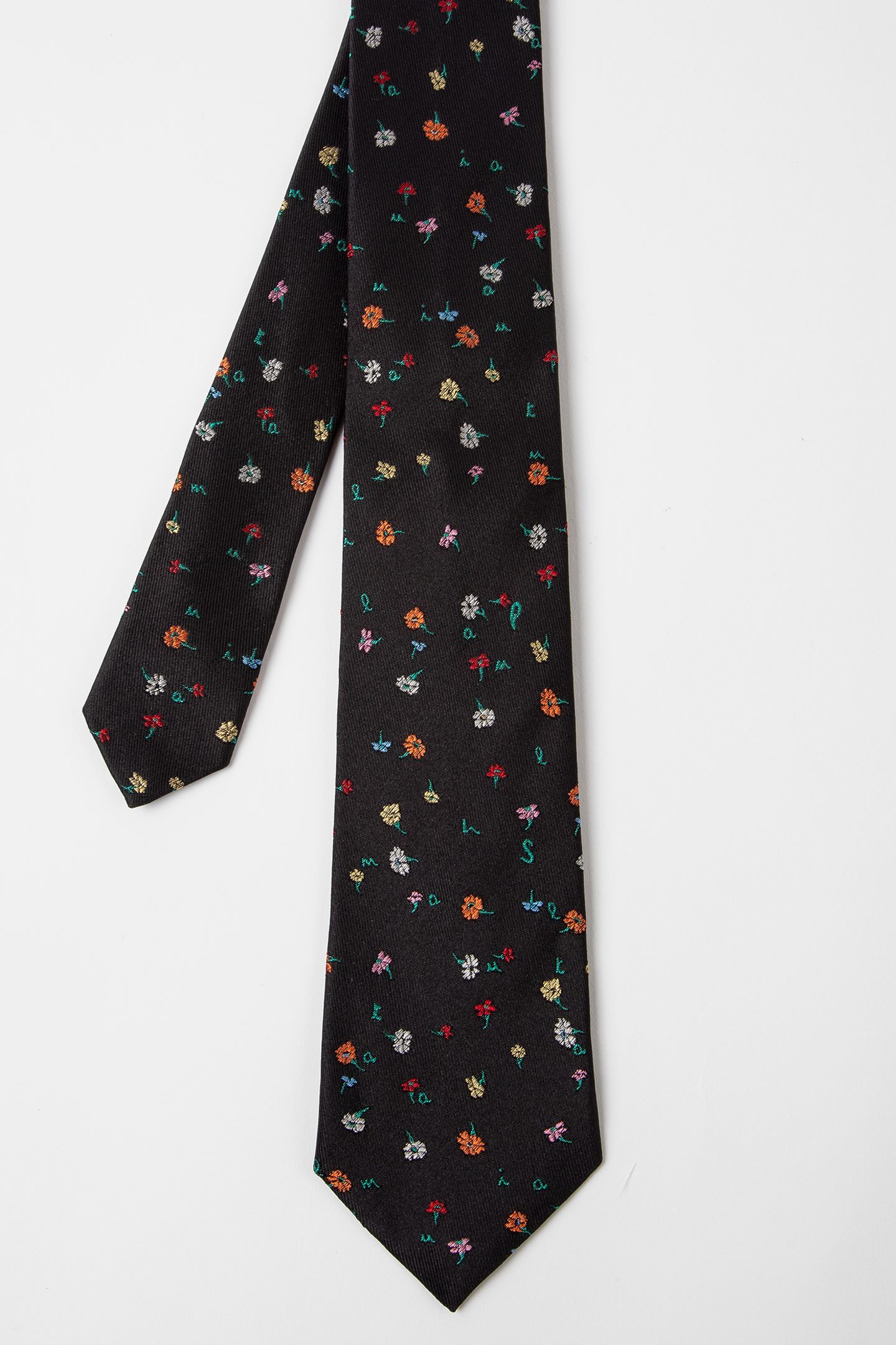 MEN TIE FLOWER LETTERS BLACK 1