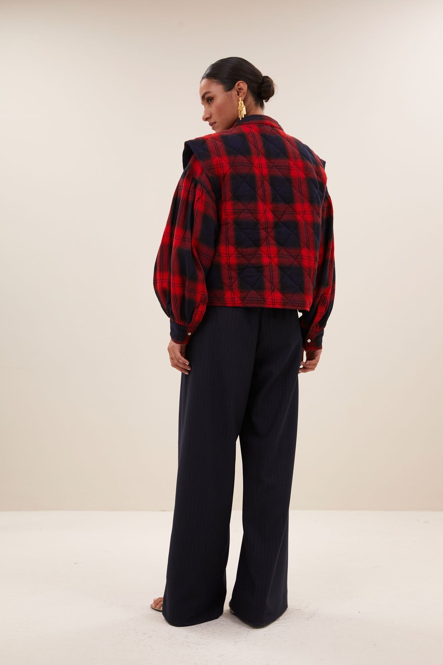 MAVE RED CHECK SLEEVELESS JACKET POPPY CHECK 4
