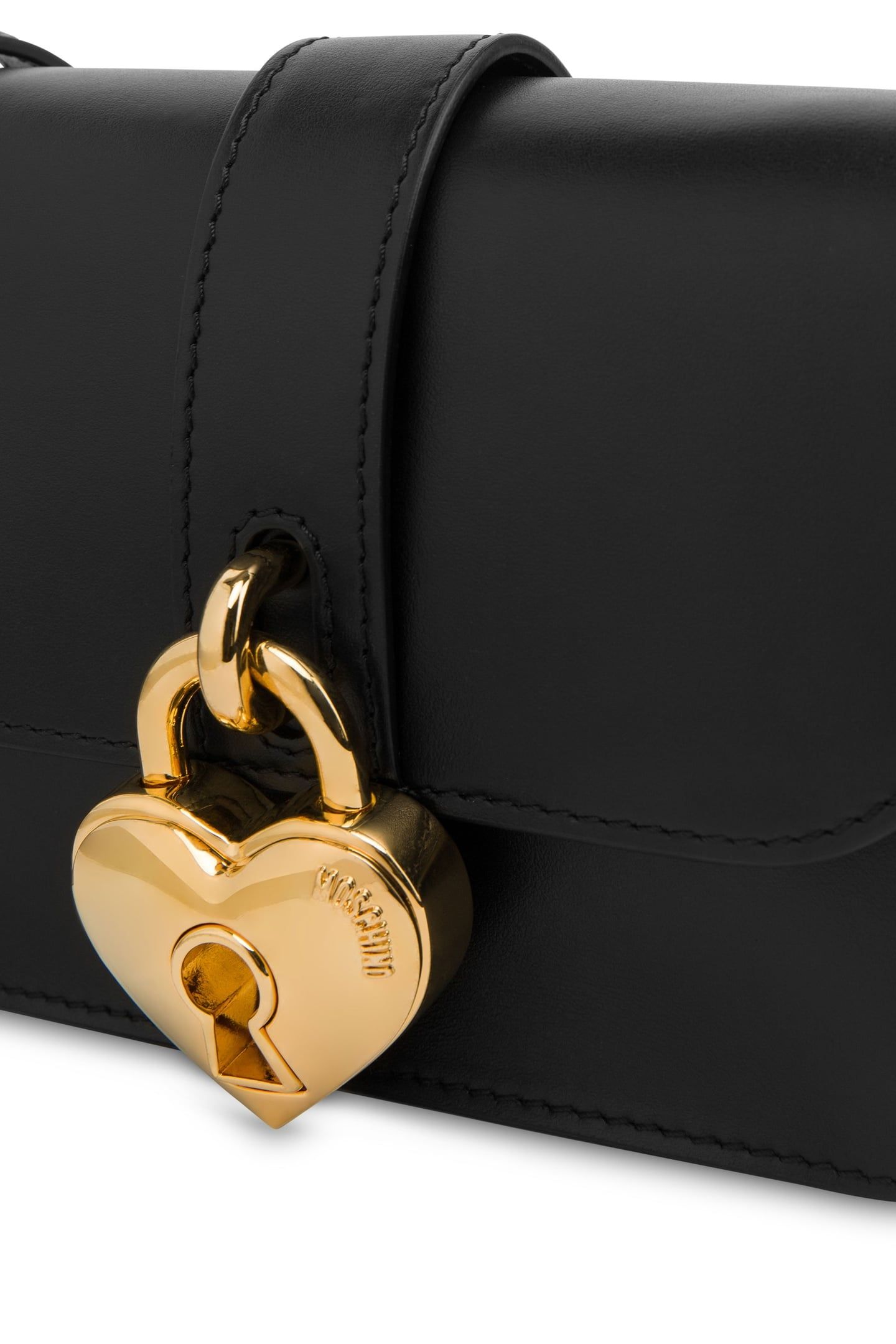 HEART LOCK CALFSKIN SHOULDER BAG BLACK 4