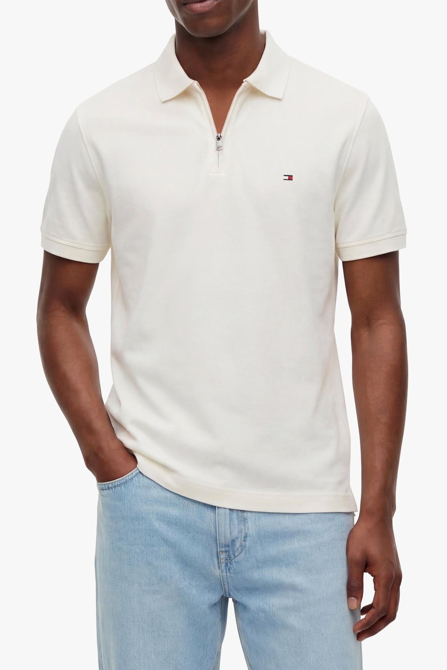 MERC PIQUE ZIP REGULAR POLO IVORY PETAL 1
