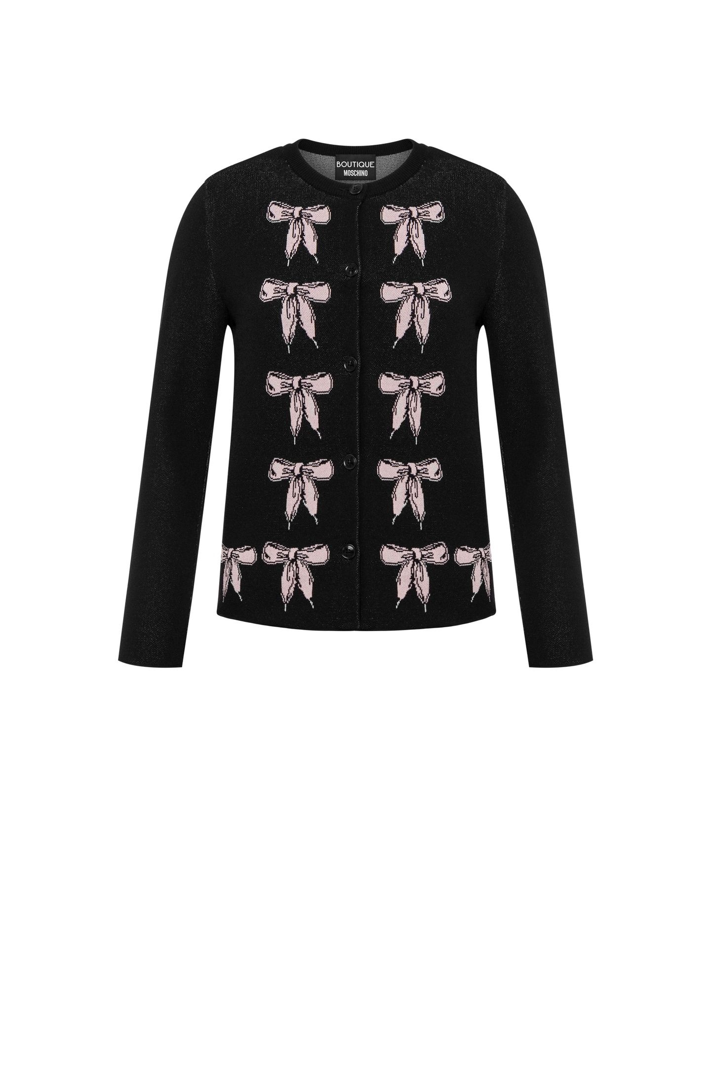 BOW LACES STRETCH KNIT CARDIGAN BLACK 3