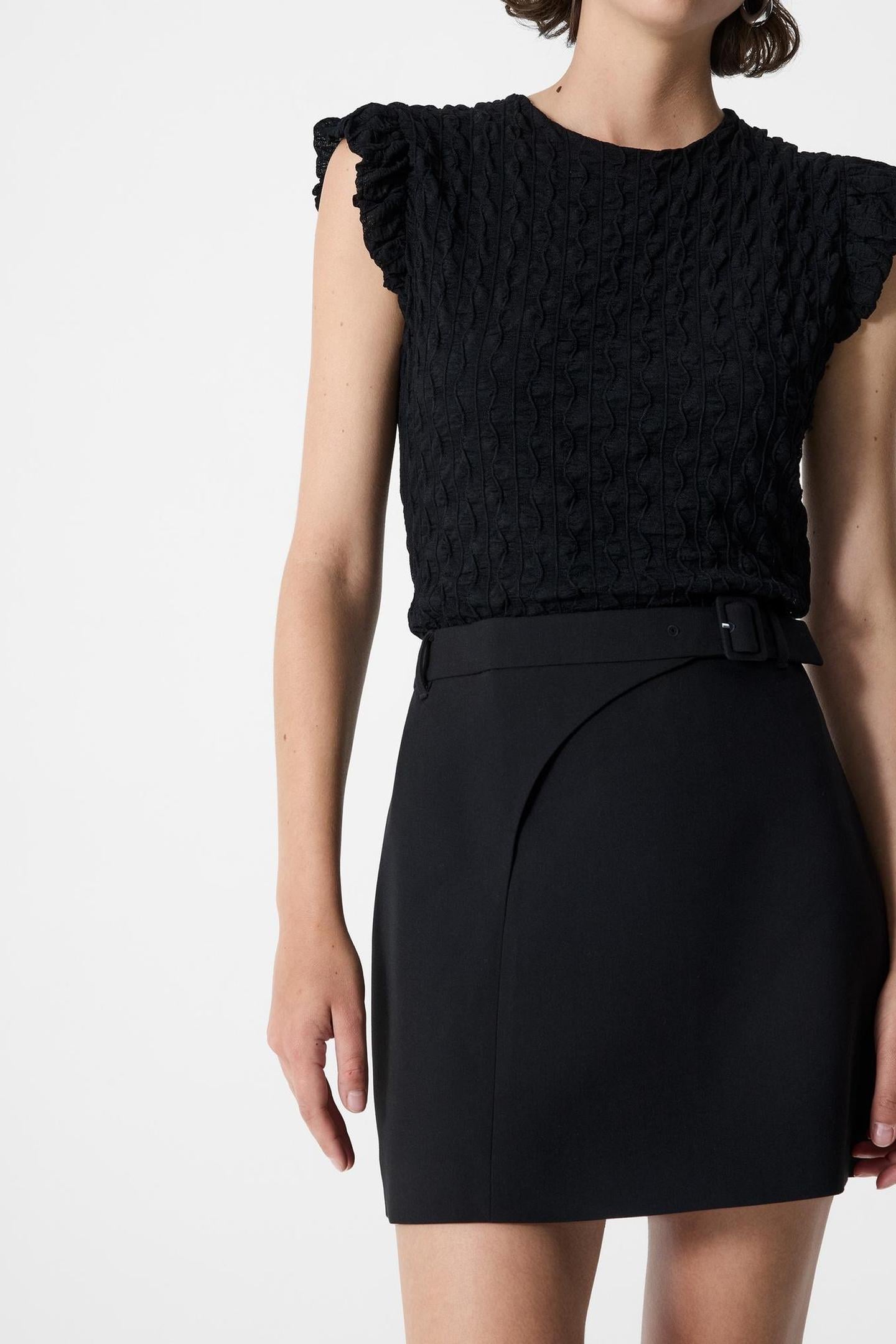 AZRA TWILL MINI SKIRT BLACK BLACK 3