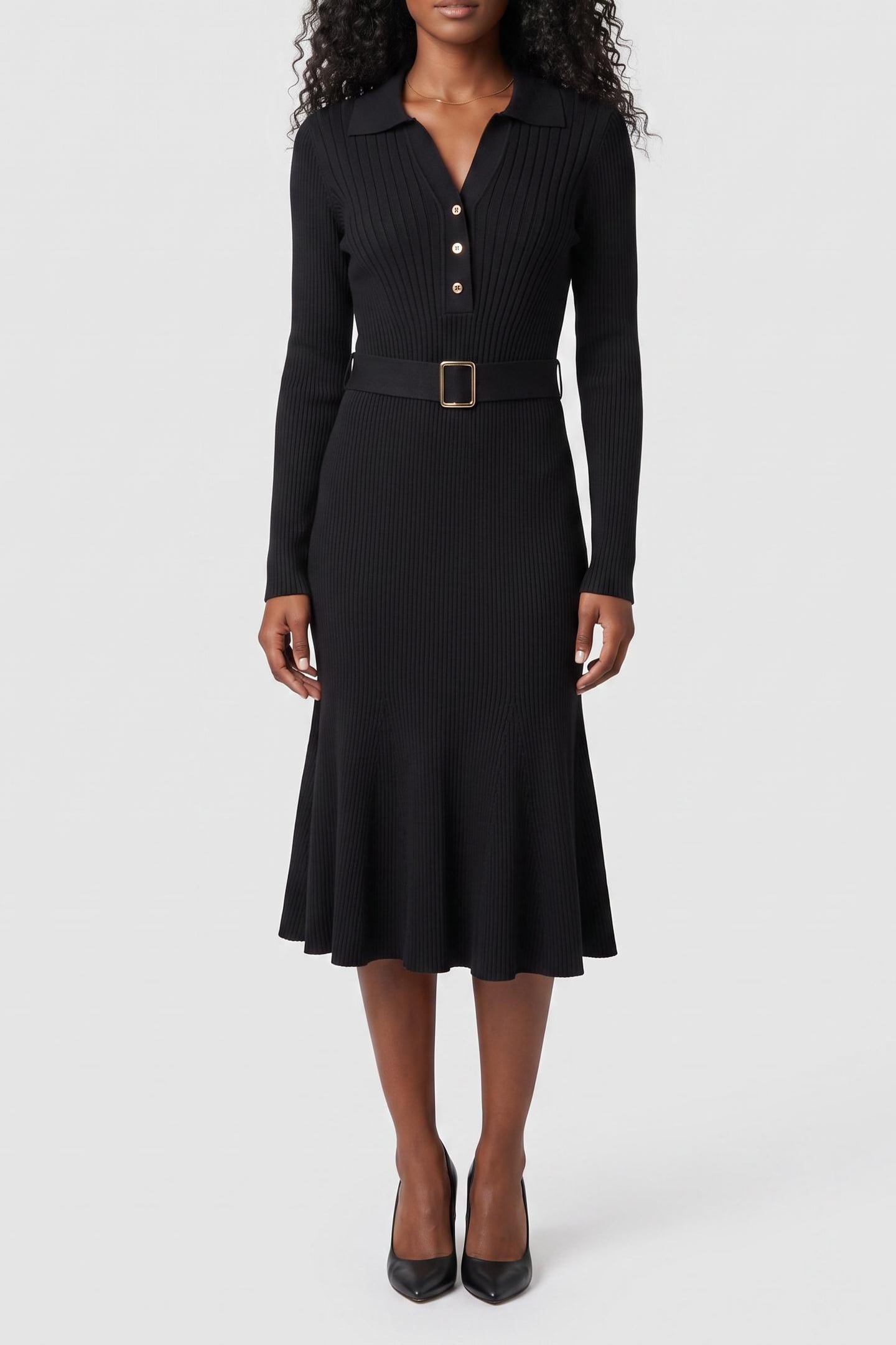 AGATHE POLO LS DRESS JET BLACK A996 1