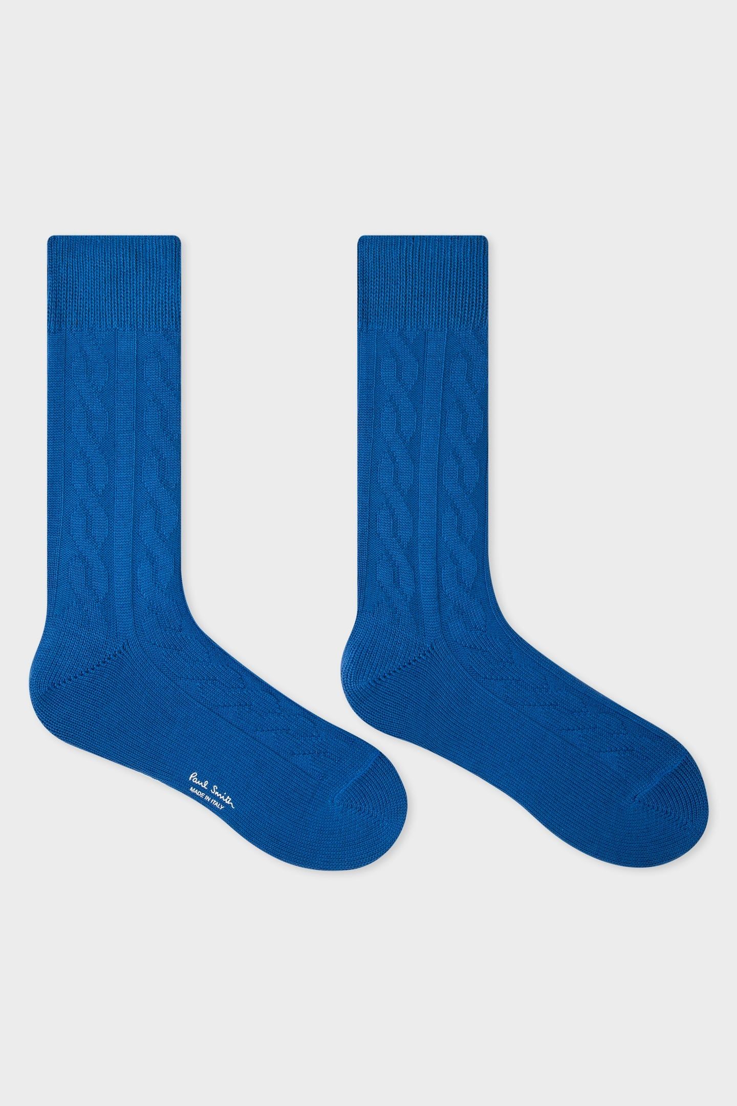 MEN SOCK SHINY CABLE COBALT BLUE 1