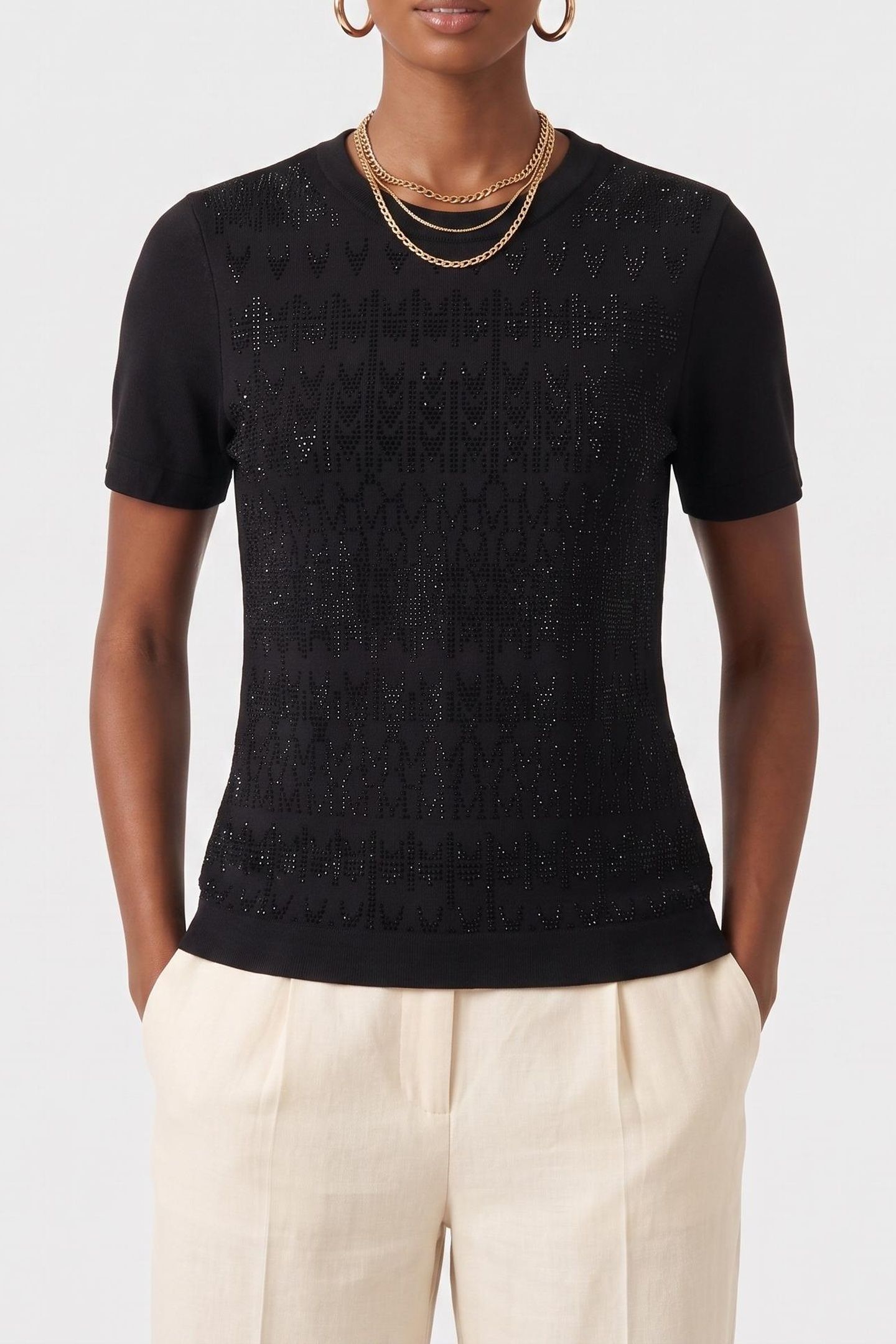 ANNA SS ROUND NECK T JET BLACK A996 1