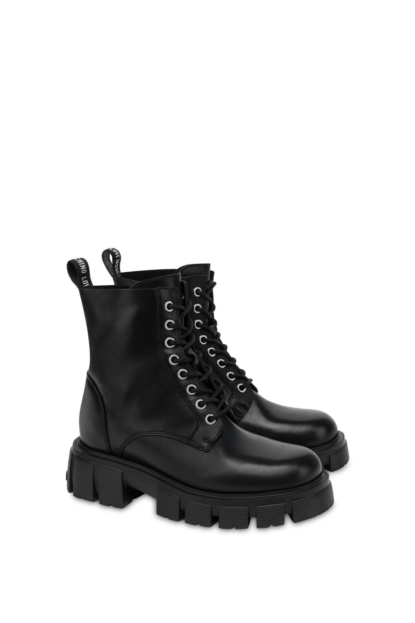 LACE-UP LEATHER ANKLE BOOTS BLACK 2