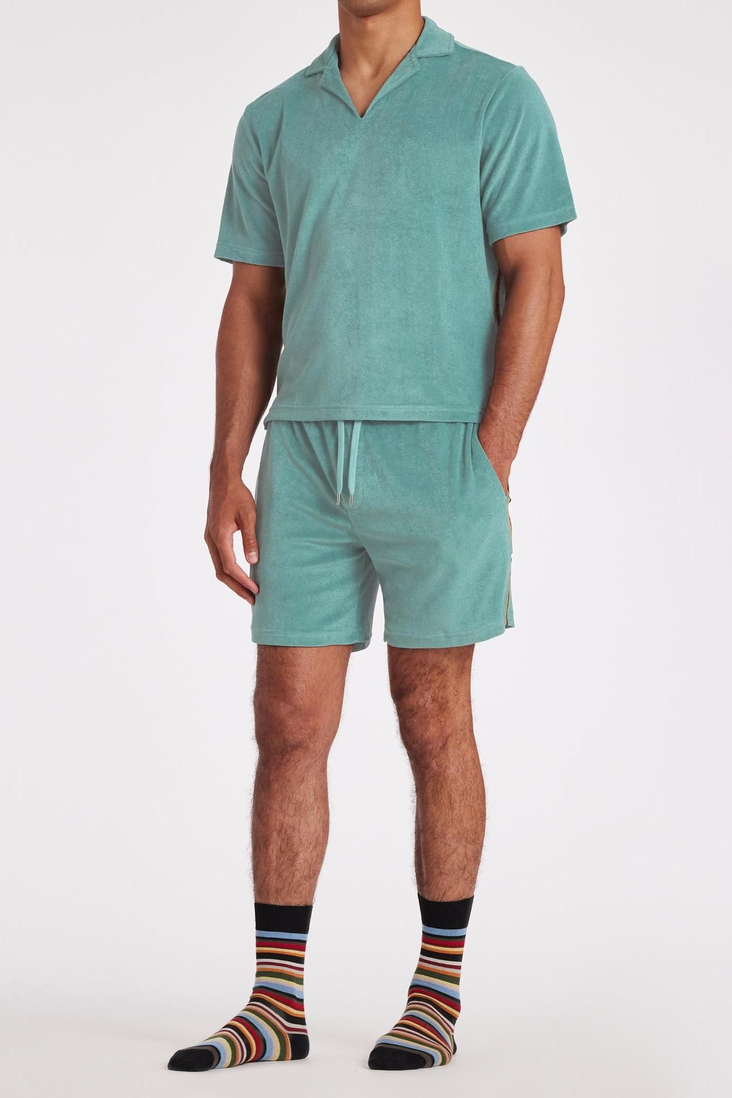 MEN SHORT TOWEL STRIPE TURQUOISE 3