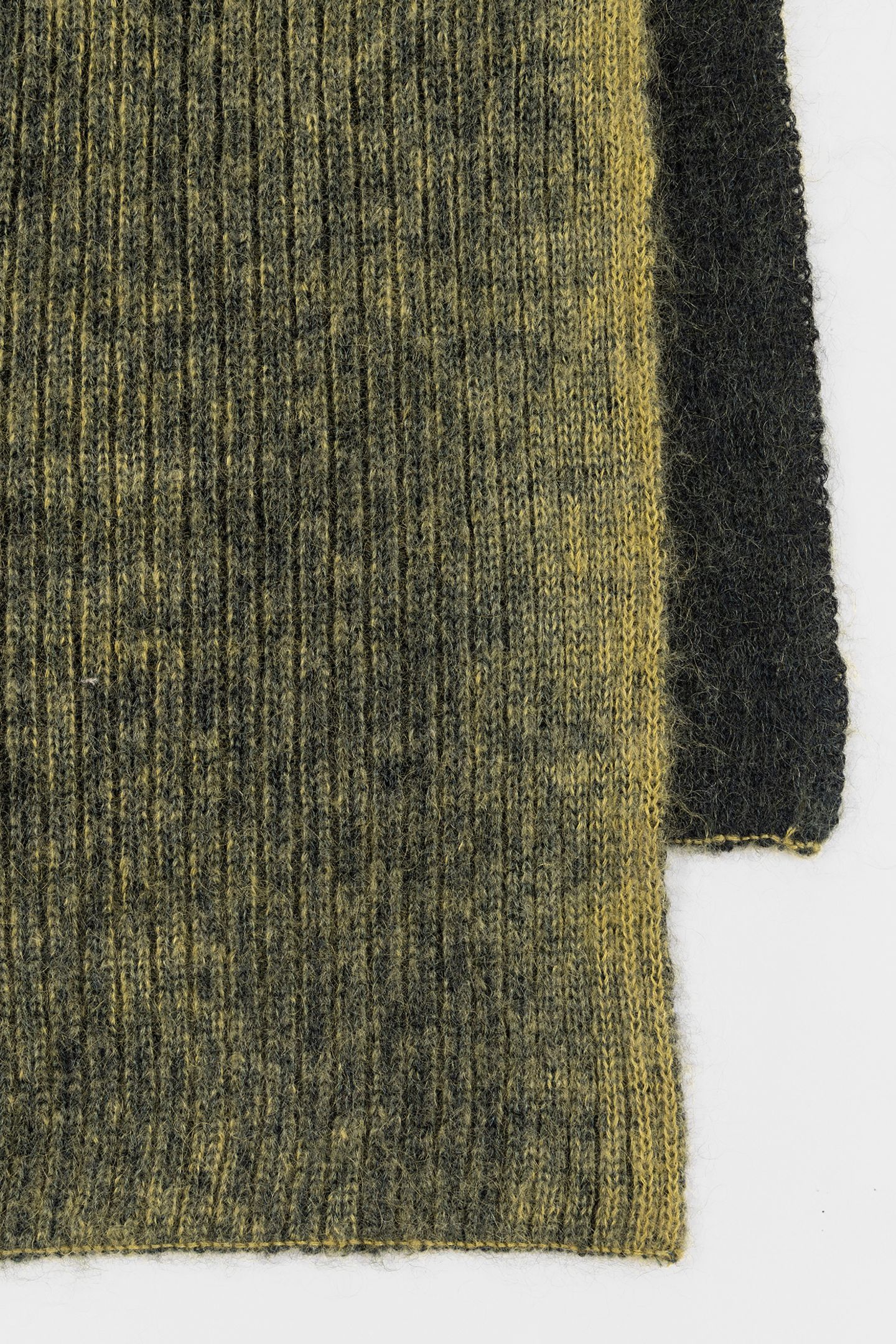 MEN SCARF MOHAIR RIB OLIVE GREEN 2